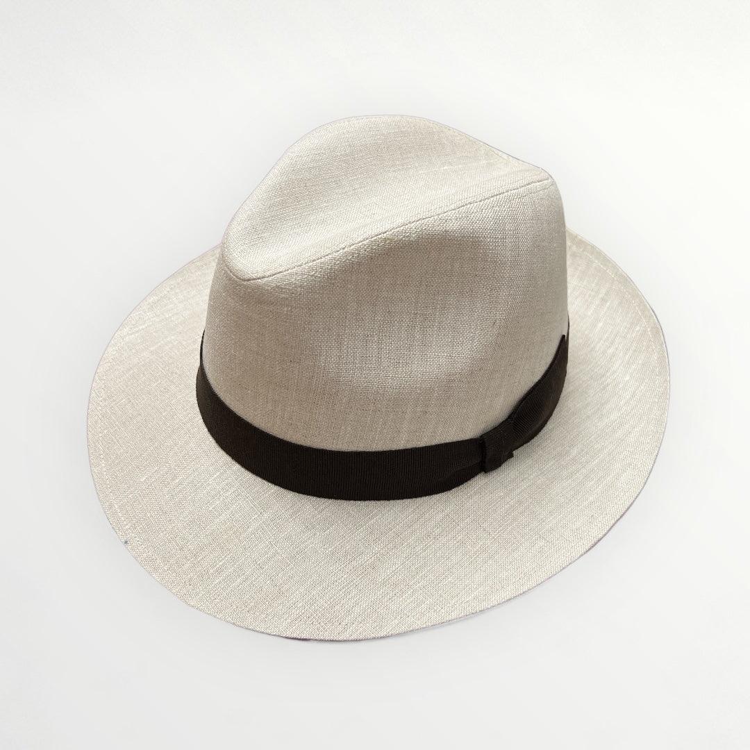 Cappello Fedora Estivo In Tessuto Lino