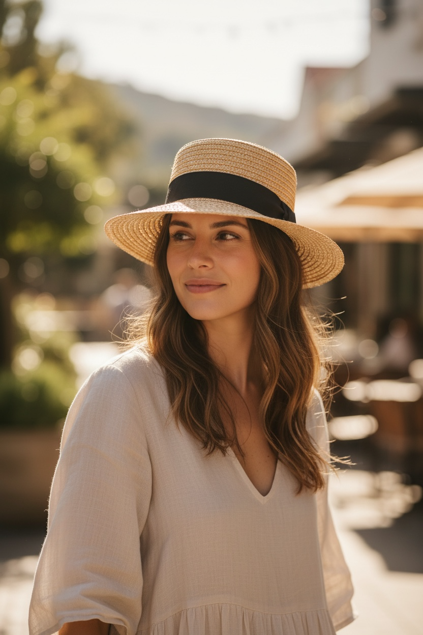 Cappello Donna In Paglia Con Fascia Nera - Cappelleria Bacca