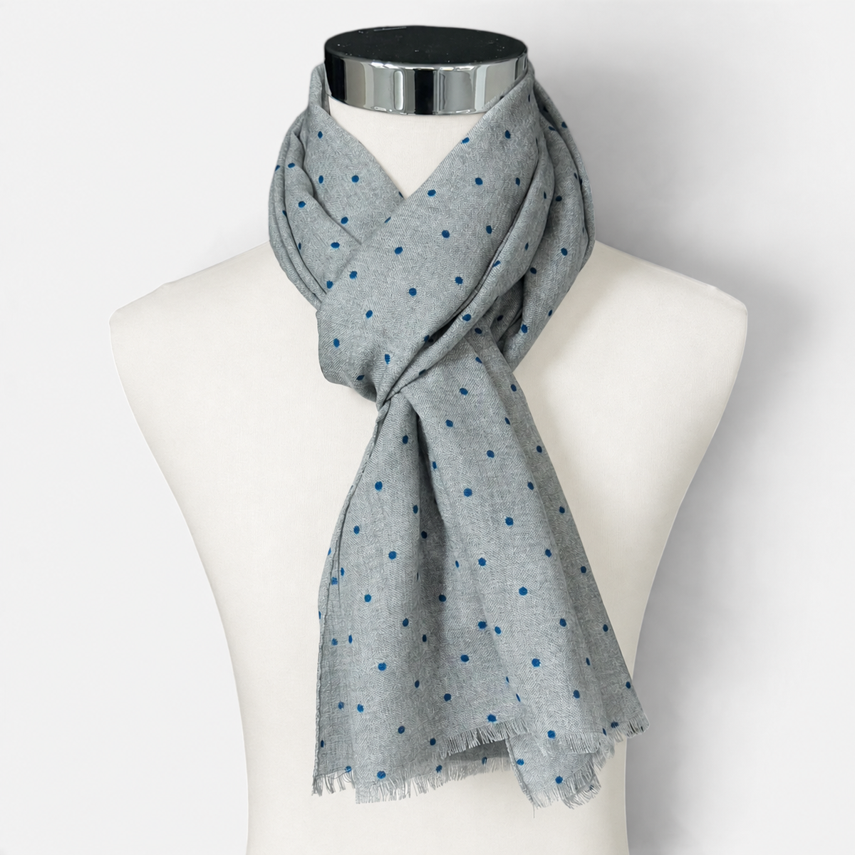 Sciarpa Da Uomo In Tessuto Sottile Di Lana e Cashmere 70x180 cm - Motivo Puntino