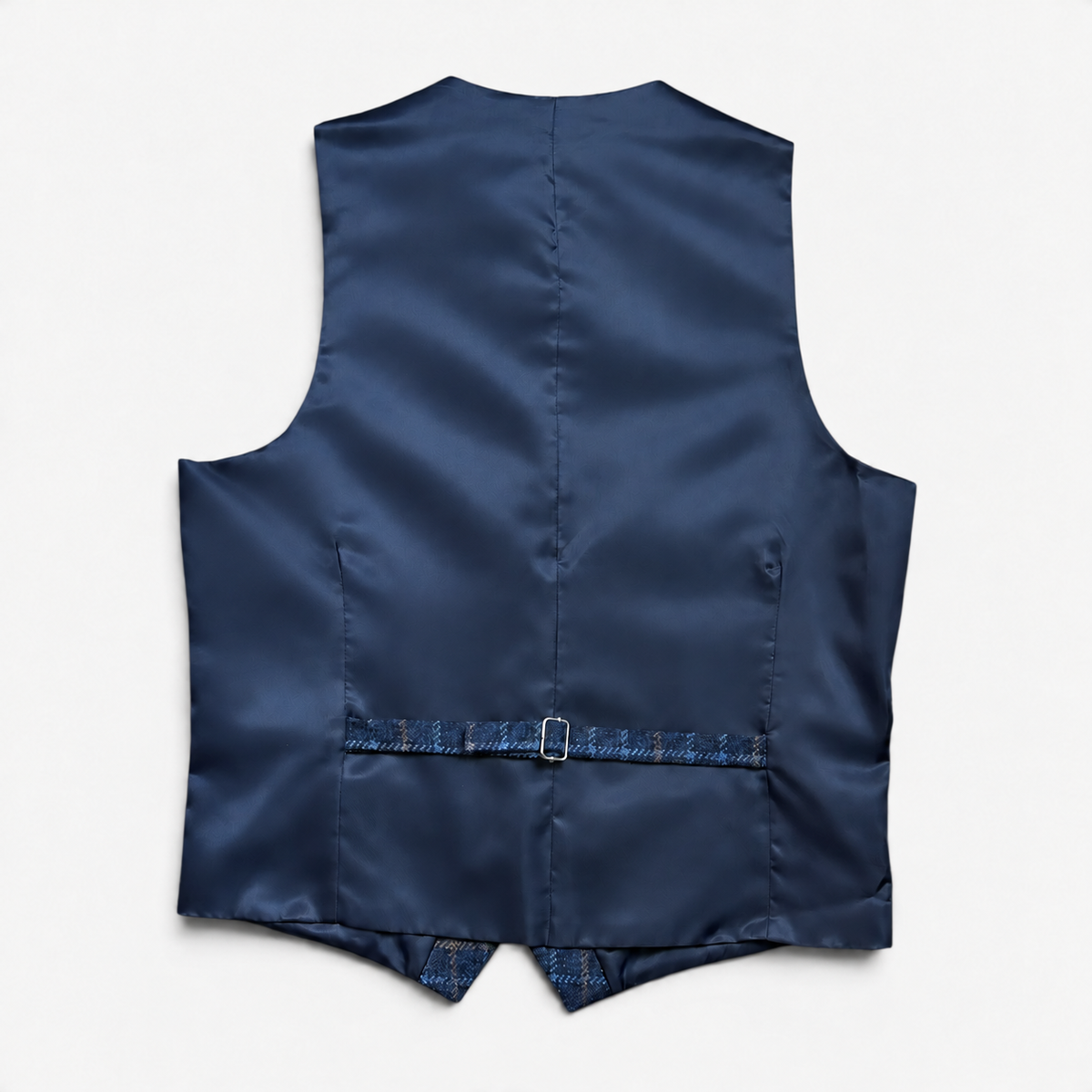 Gilet Uomo In Lana Tweed Scozzese Blu