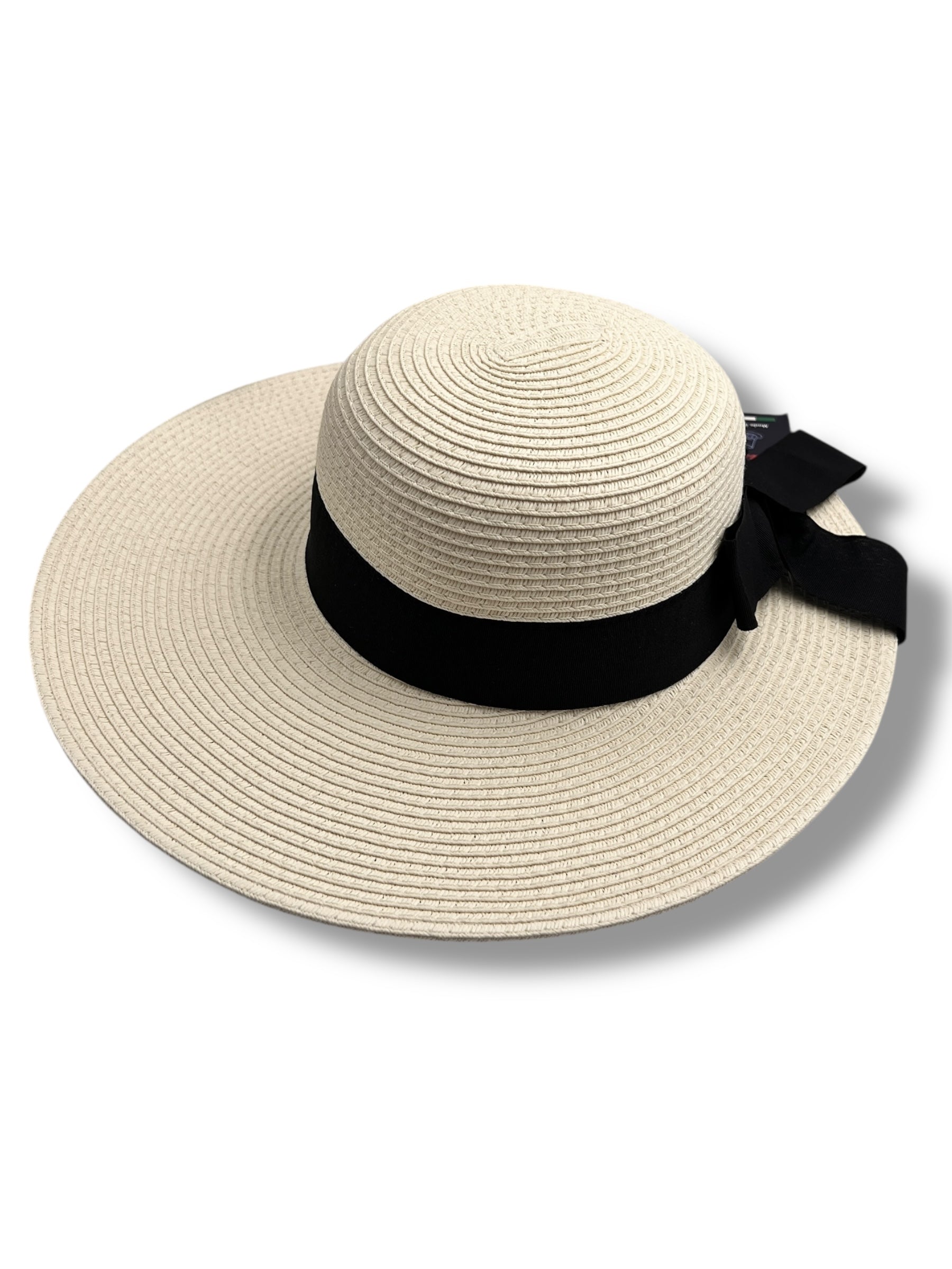 Cappello Estivo Donna Ala Larga Col. Avorio Fascia Nera