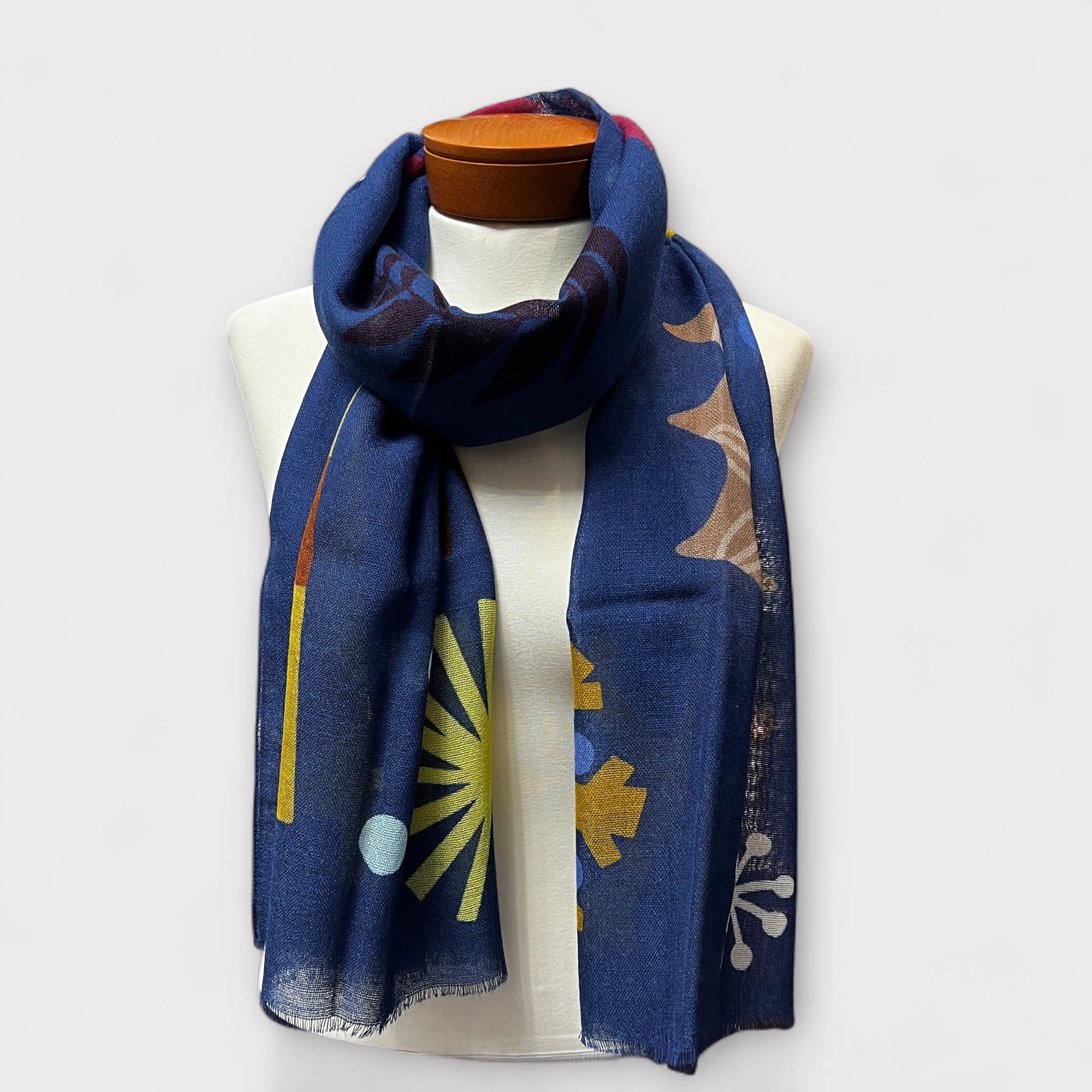 Sciarpa Invernale Sottile In Pura Lana Fantasia 55 x 190 cm