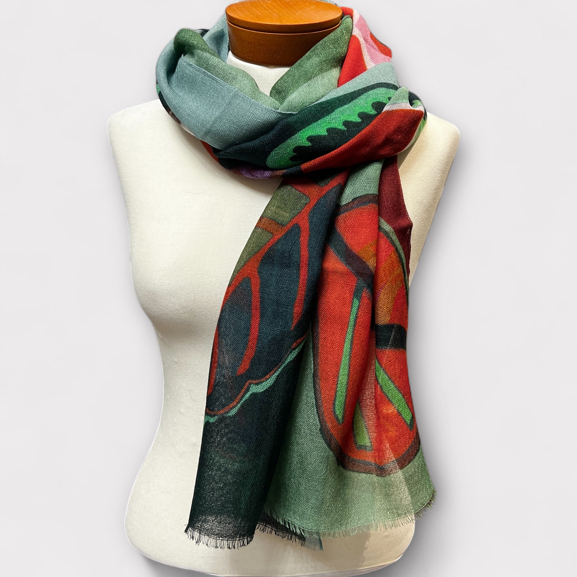 Sciarpa Sottile In Pura Lana Fiore 55 x 190 cm