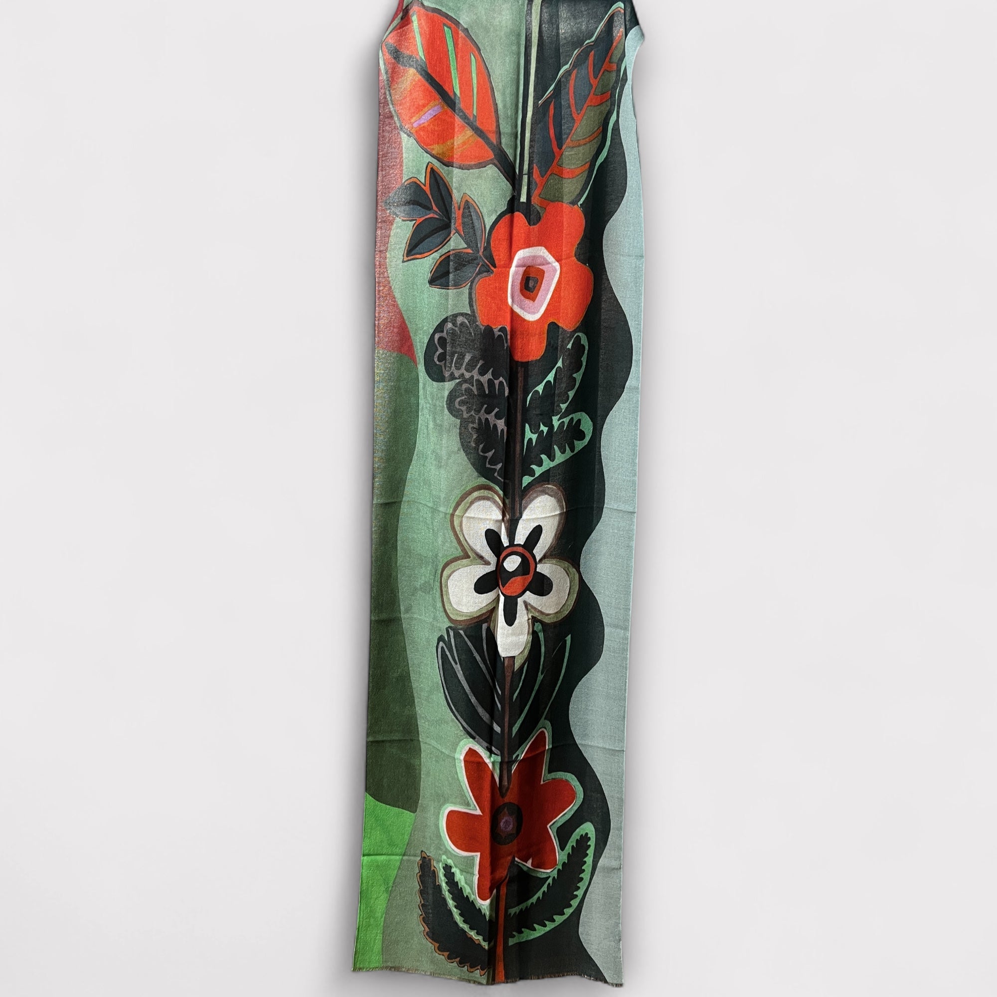 Sciarpa Sottile In Pura Lana Fiore 55 x 190 cm