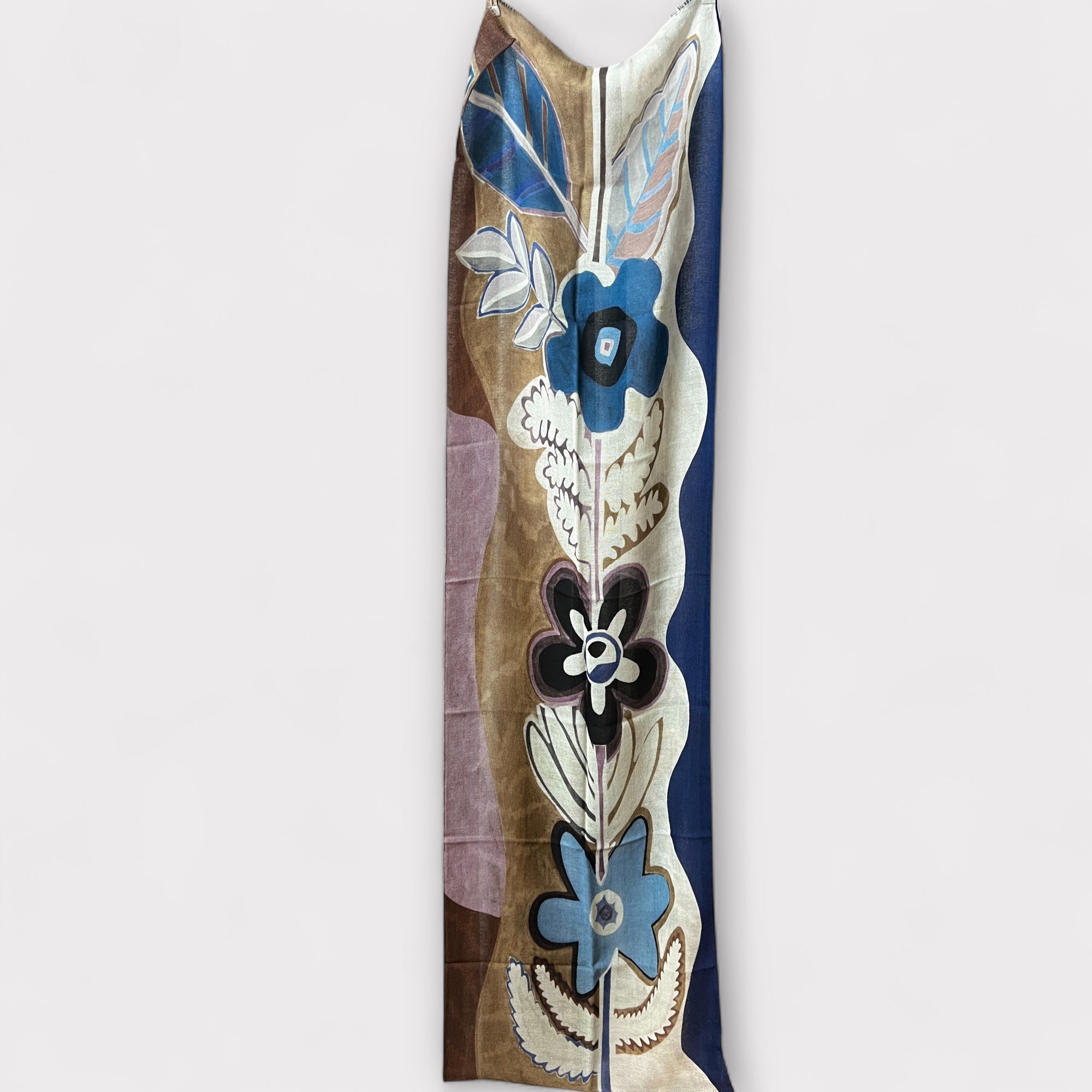 Sciarpa Sottile In Pura Lana Fiore 55 x 190 cm