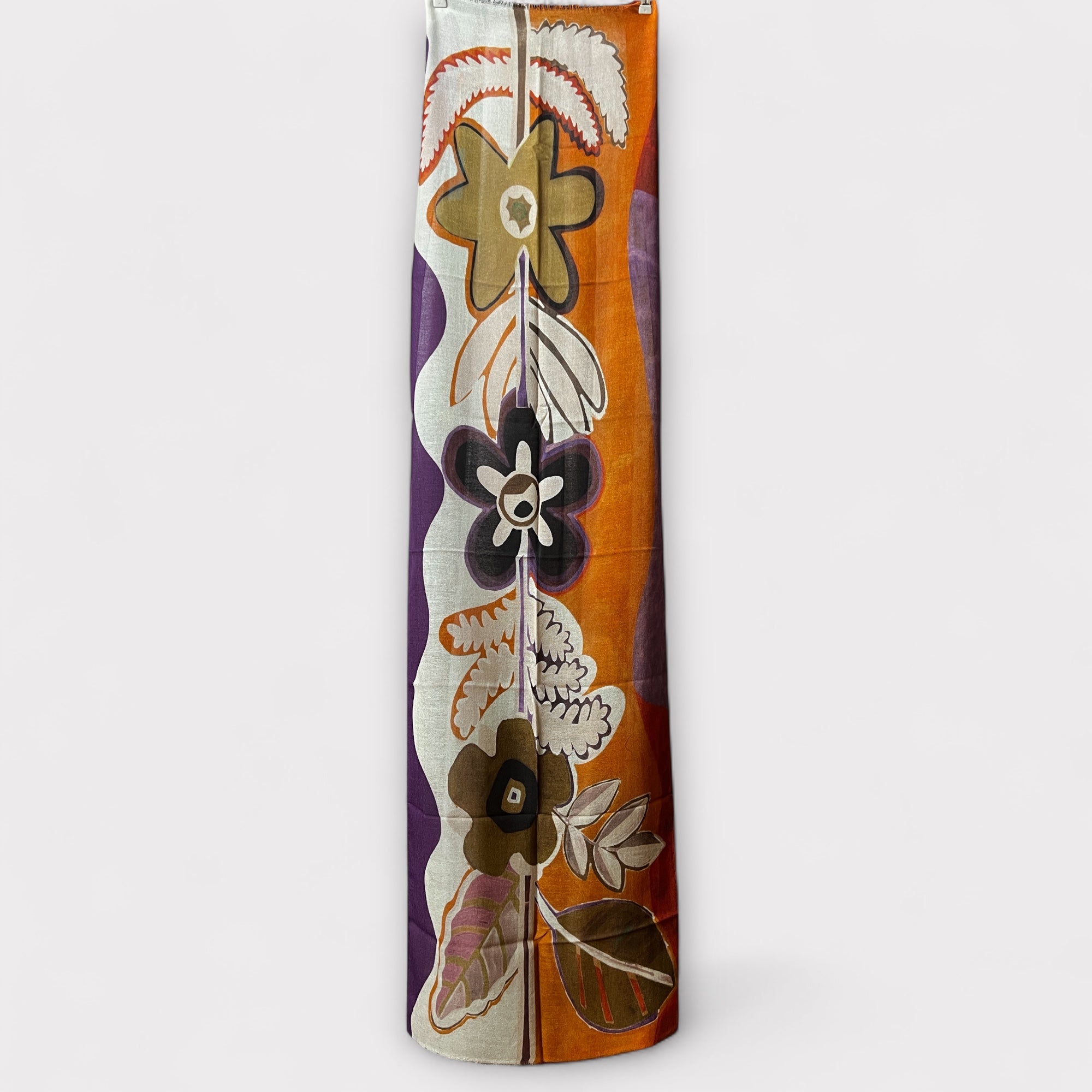 Sciarpa Sottile In Pura Lana Fiore 55 x 190 cm