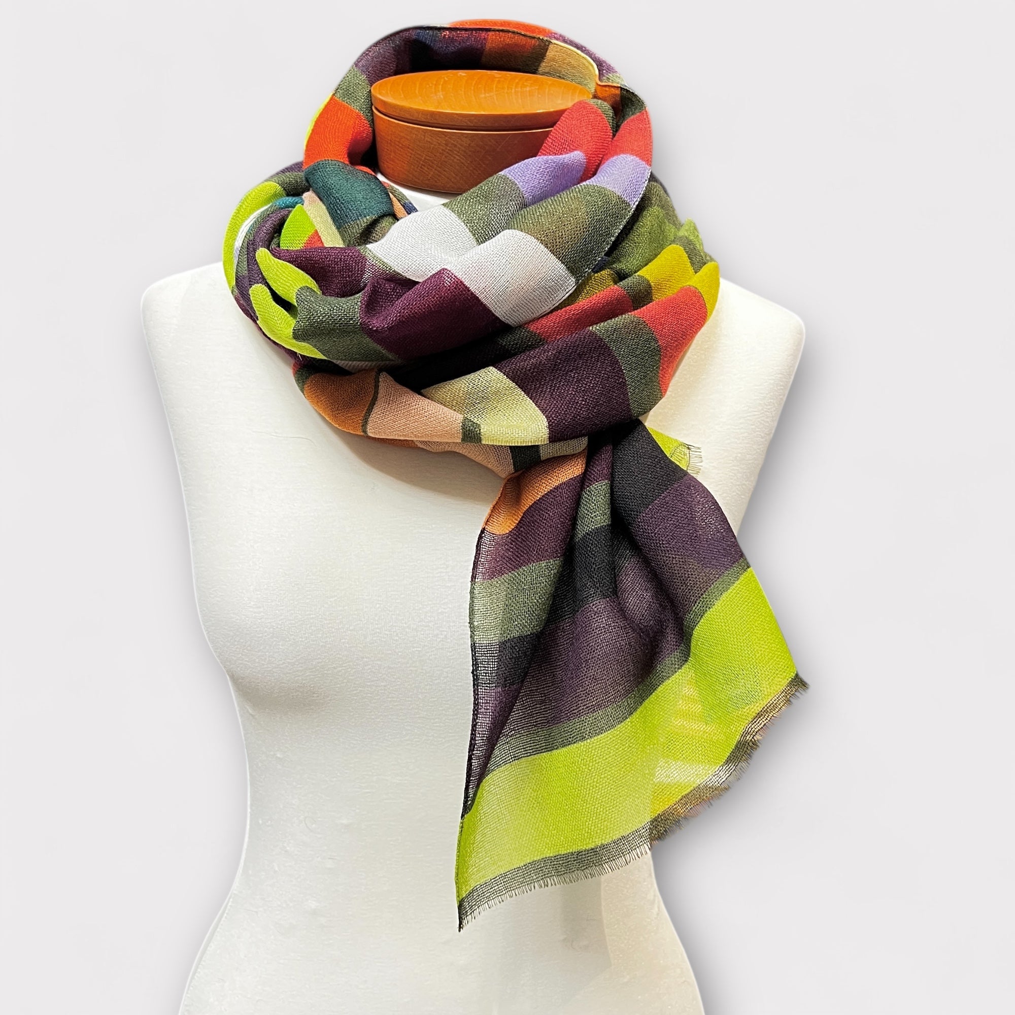 Sciarpa Sottile Unisex In Pura Lana Righe 55 x 190 cm