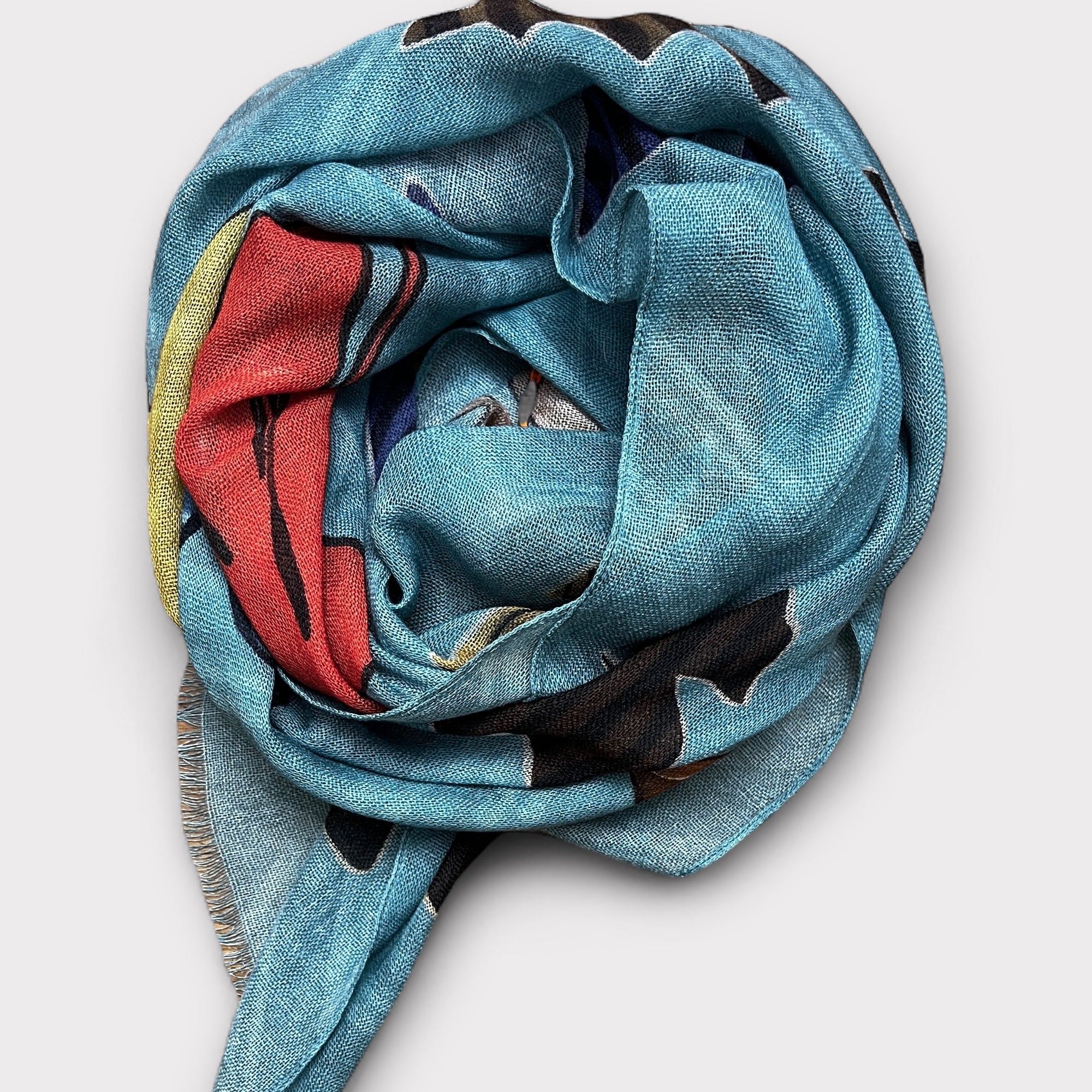 Sciarpa Sottile Unisex In Pura Lana Foglie 55 x 190 cm