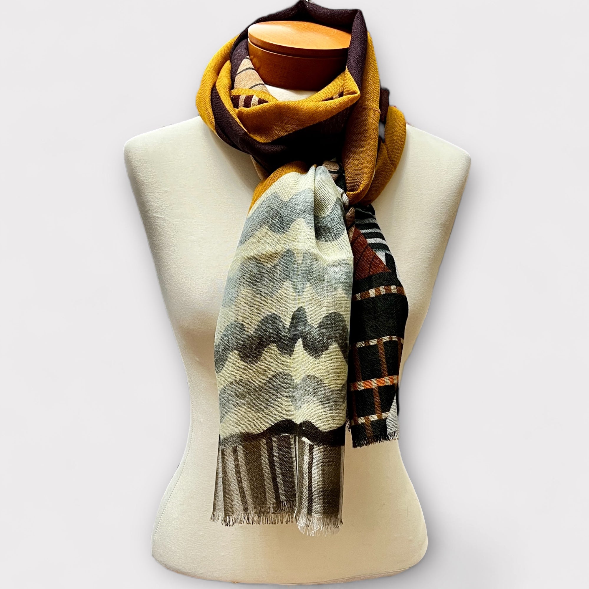 Sciarpa Unisex Sottile In Tessuto Di Pura Lana 55 x 190 cm