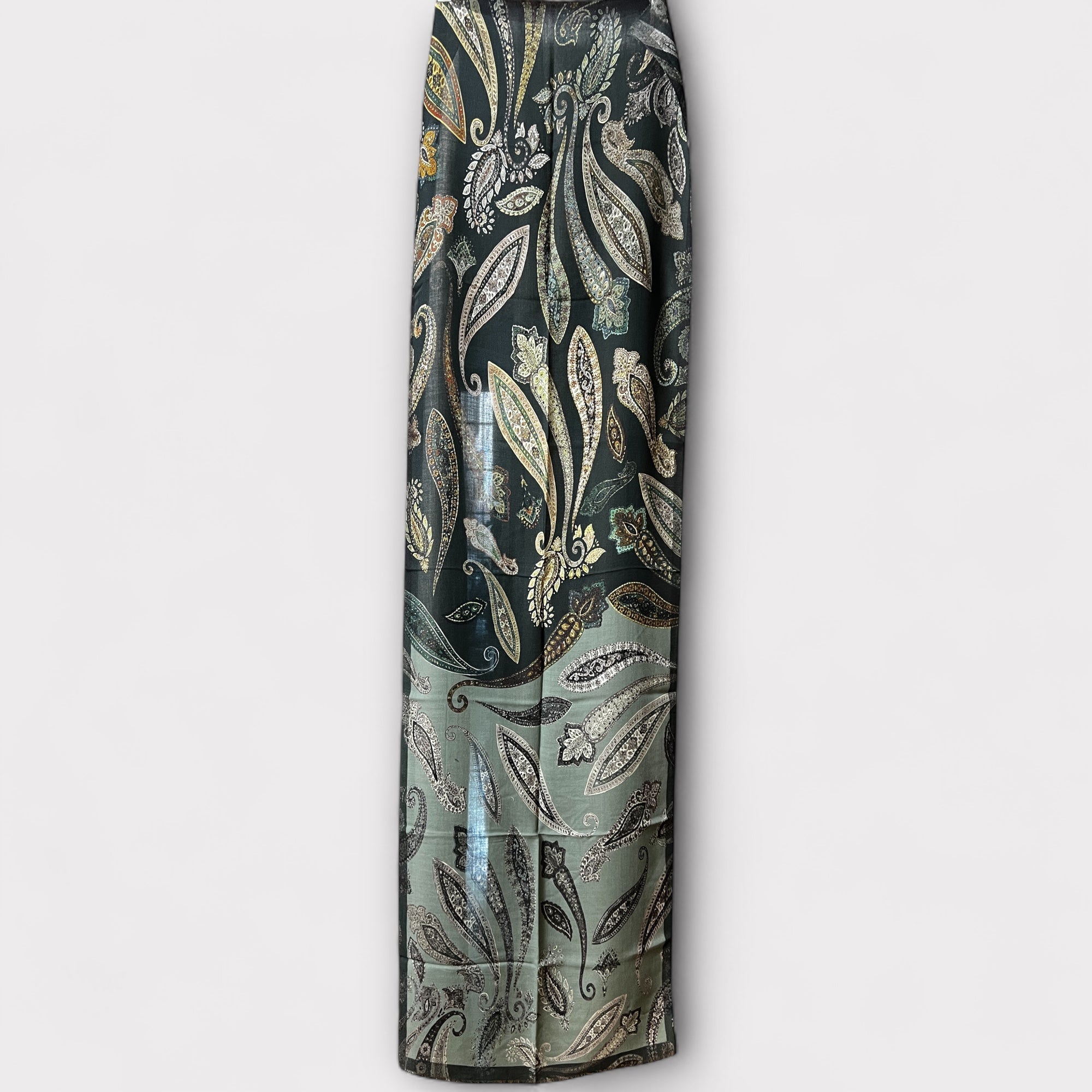 Sciarpa Unisex Sottile Dis. Cashmere In Twill Di Pura Lana 55 x 190 cm