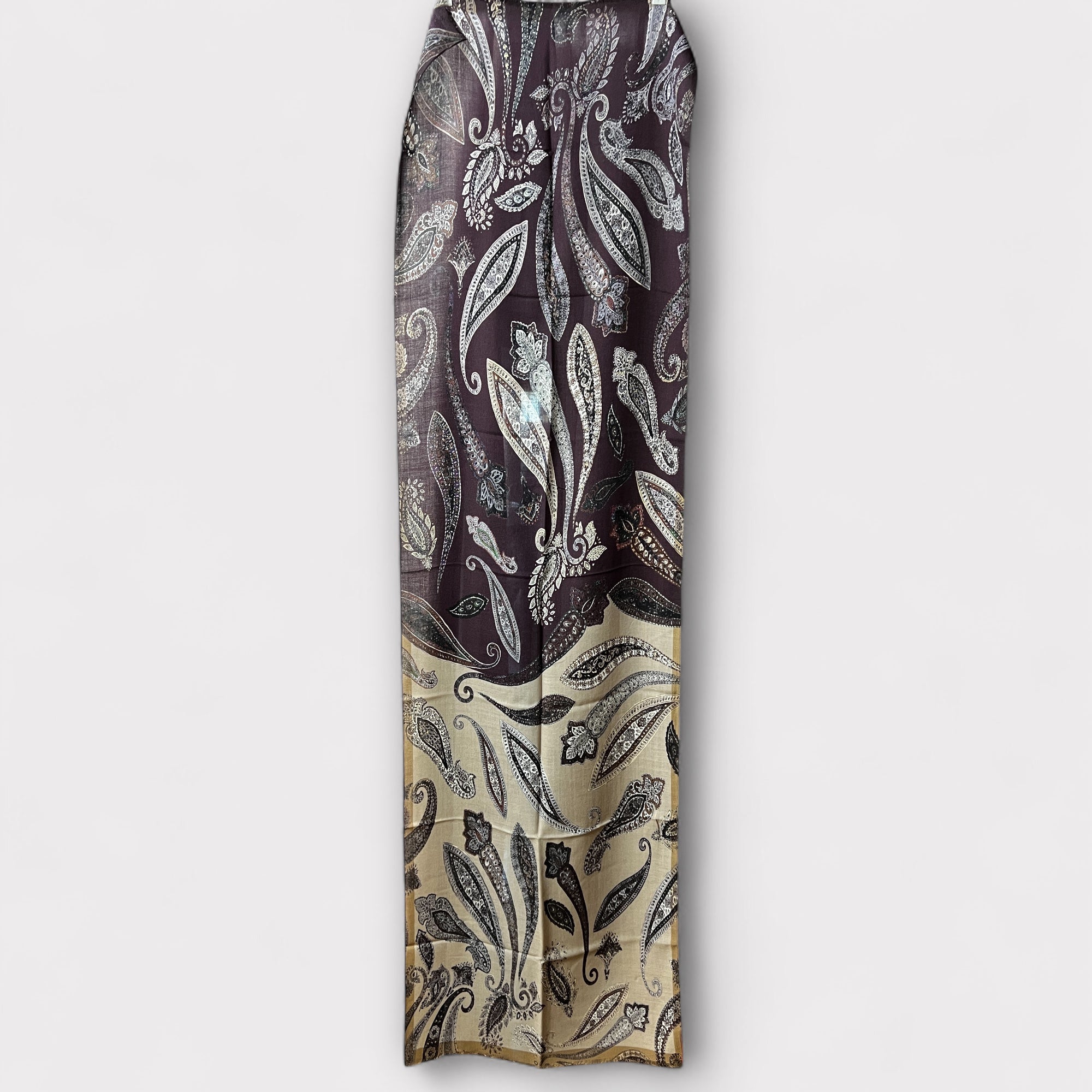 Sciarpa Unisex Sottile Dis. Cashmere In Twill Di Pura Lana 55 x 190 cm