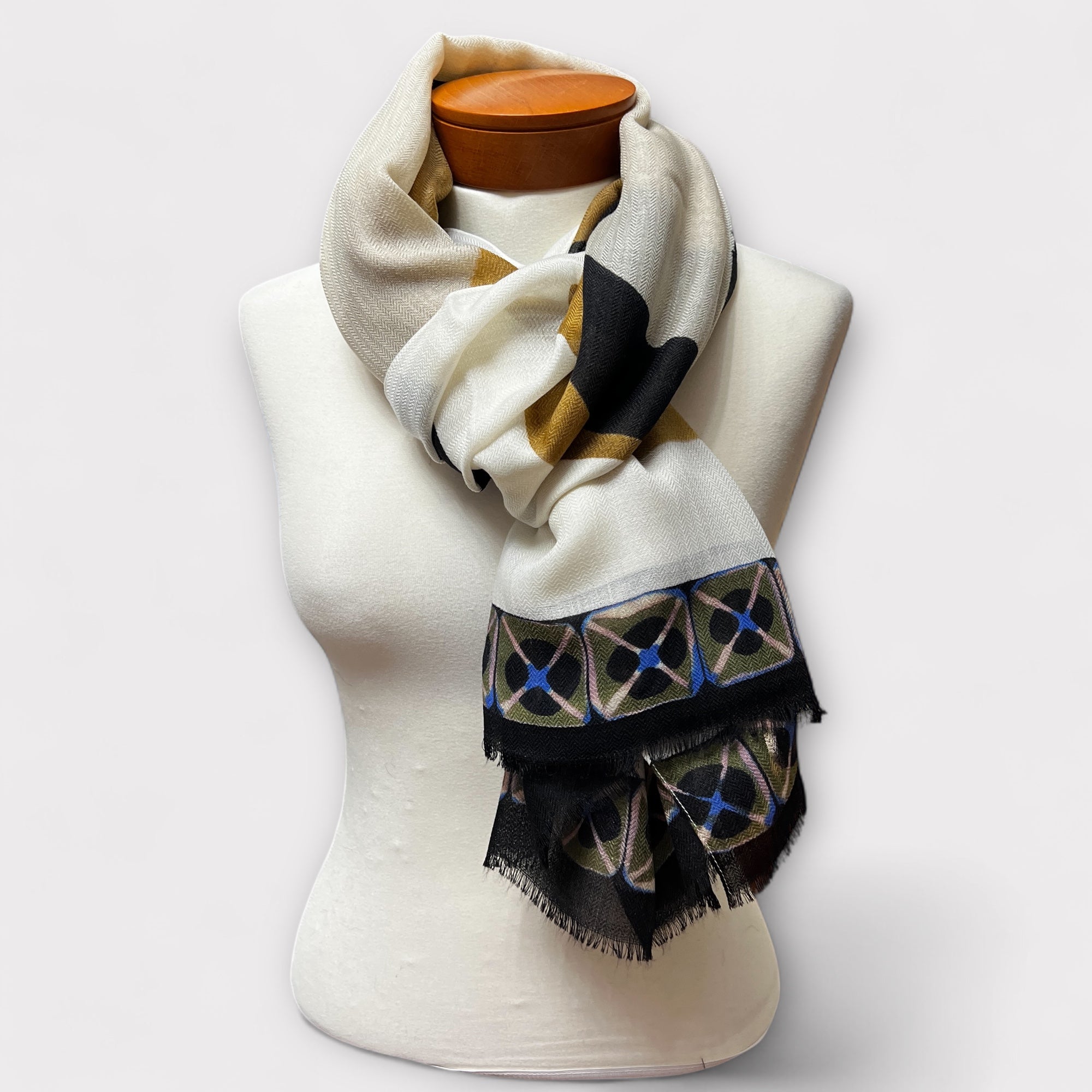 Sciarpa Sottile In Lana e Seta Chevron 90 x 200 cm