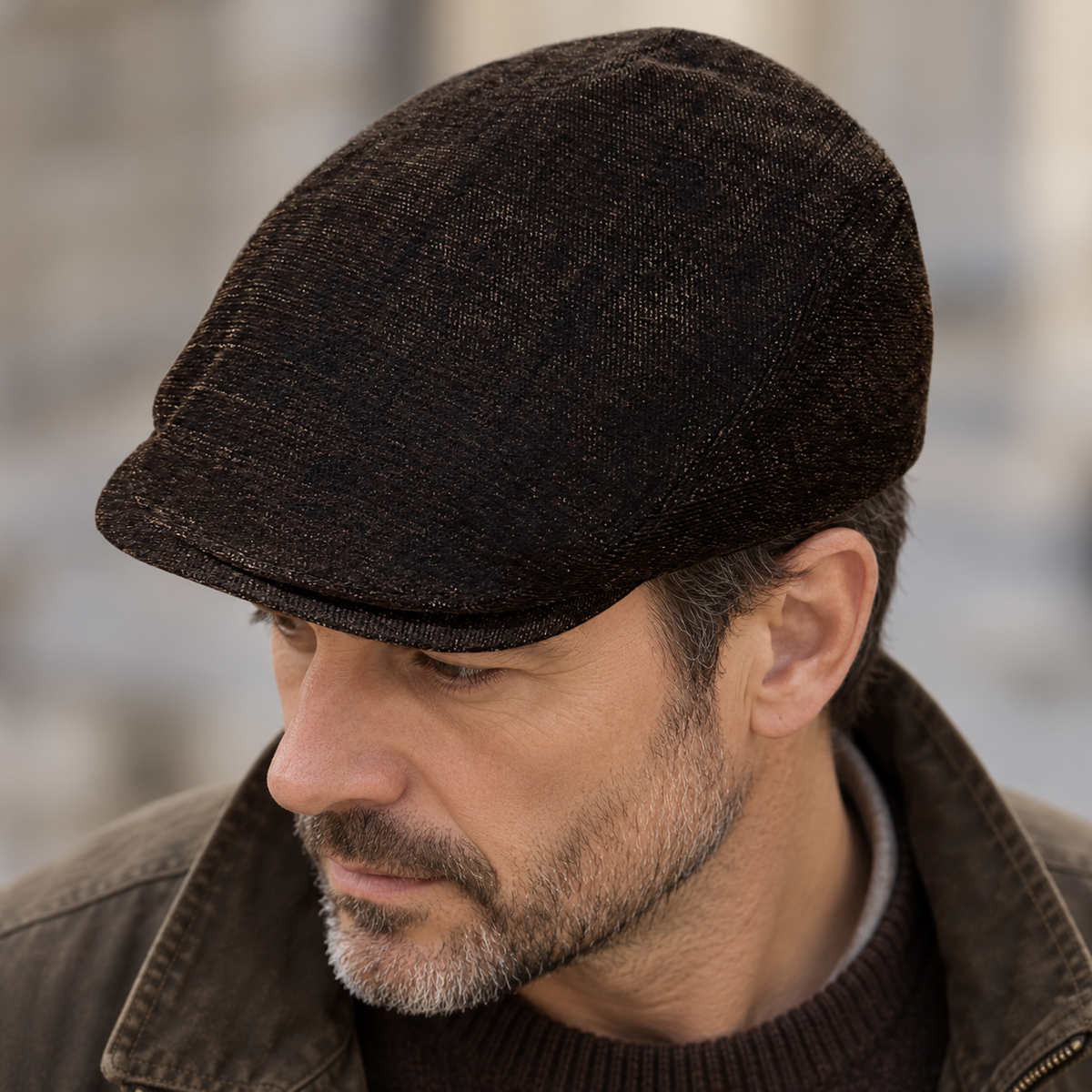 Coppola Driver Cap Stetson in Velluto Velvet Vintage Marrone + Portachiavi Bowling