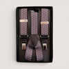 Bretelle A  X Larghe Elastiche Con Terminali In Pelle Motivo Geometrico Cravatta
