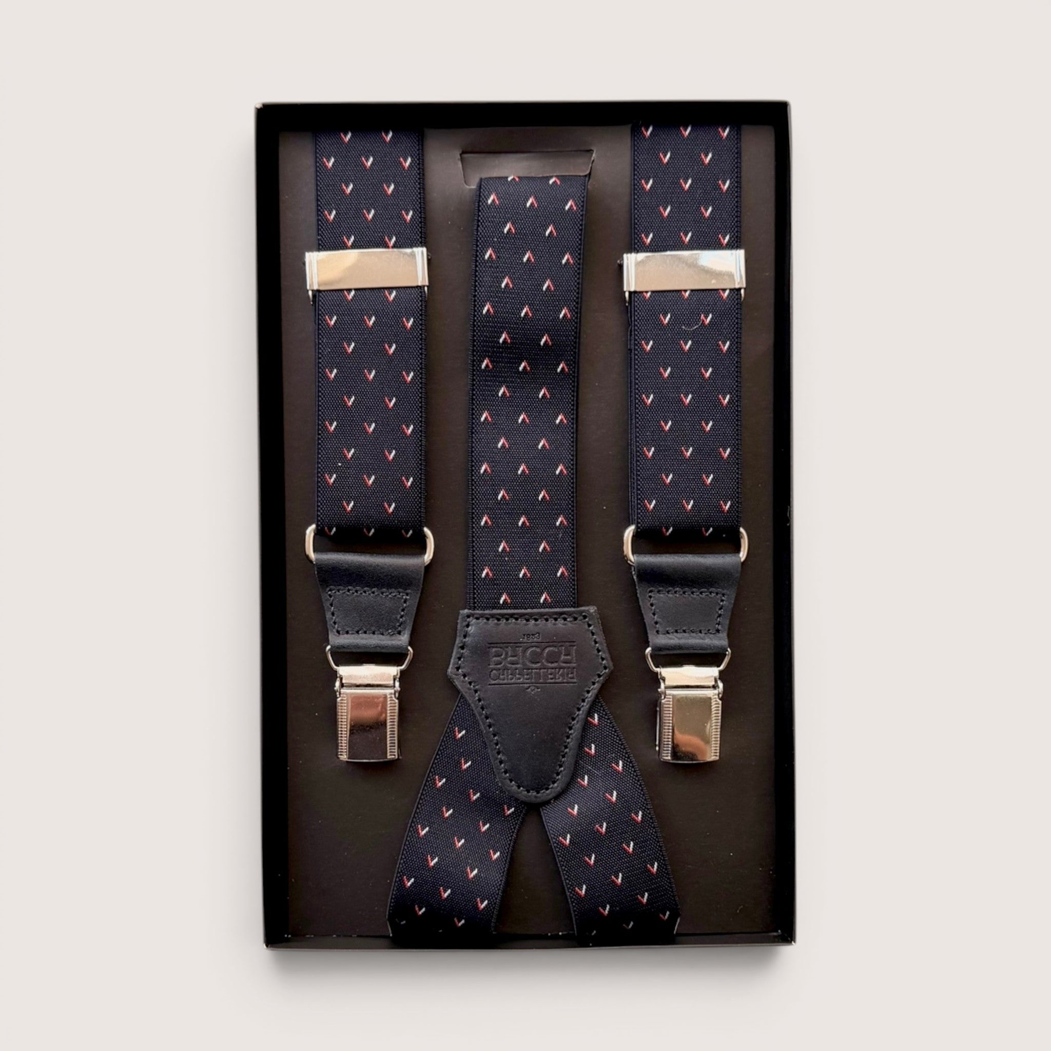 Bretelle A  X Larghe Elastiche Con Terminali In Pelle Micro Motivo