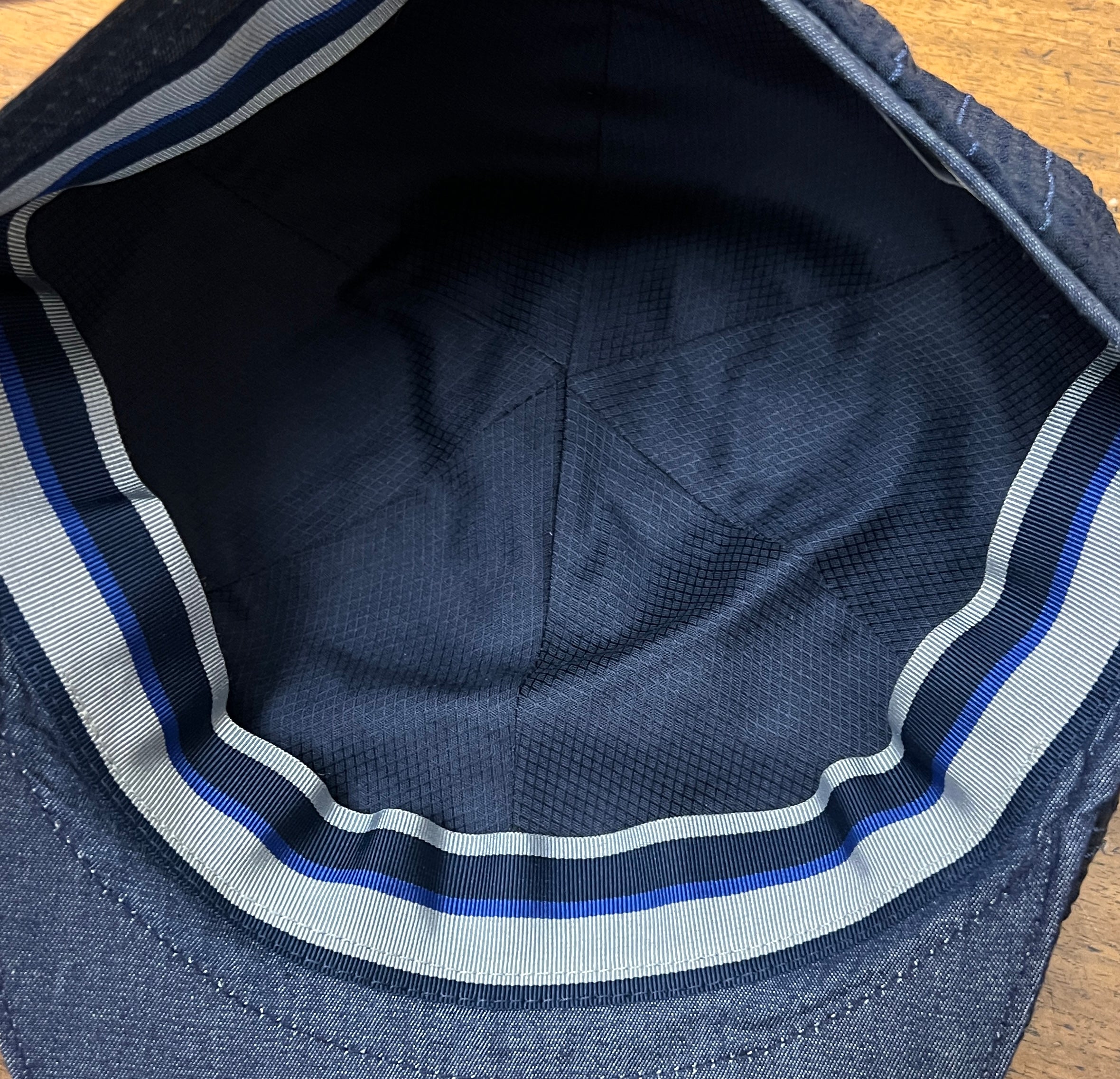 Coppola 6 Spicchi Estiva In Puro Cotone Blu Gessato