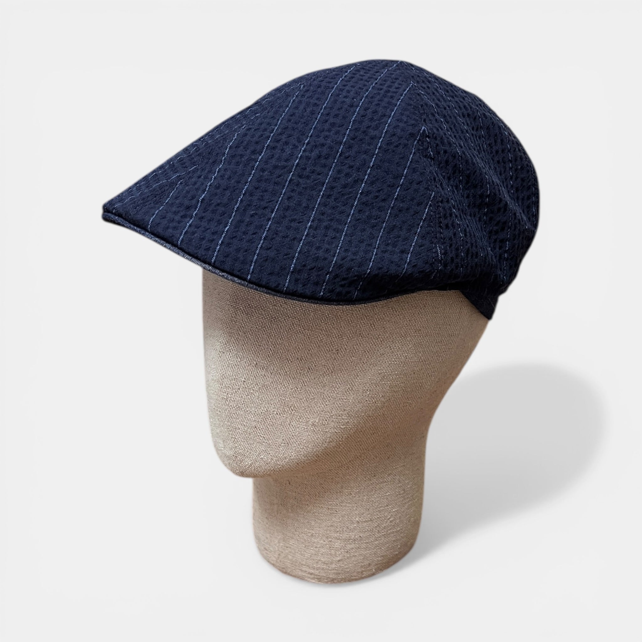 Coppola 6 Spicchi Estiva In Puro Cotone Blu Gessato