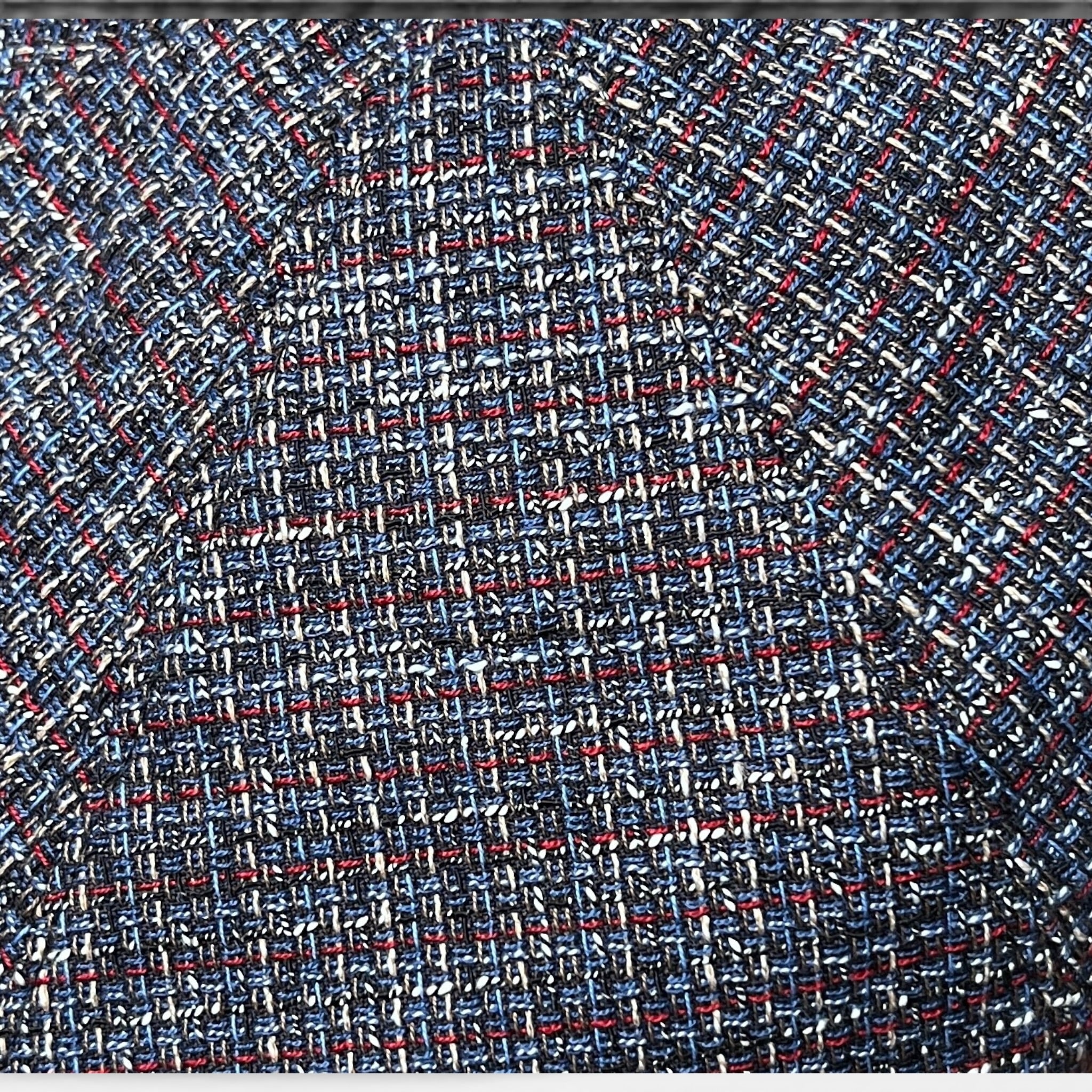 Coppola 6 Spicchi Estiva In lino E Cotone Tipo Tweed Blu e Rosso