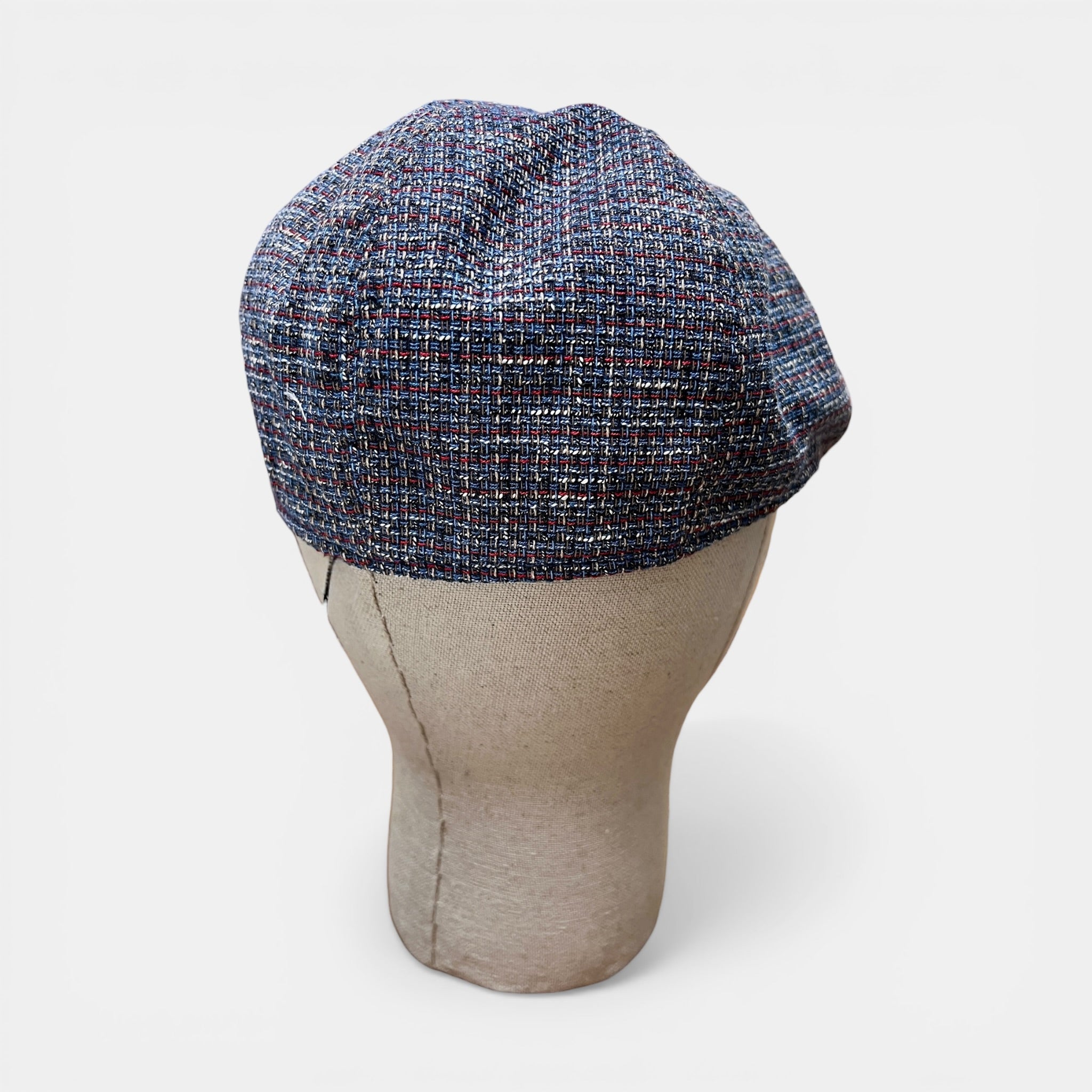 Coppola 6 Spicchi Estiva In lino E Cotone Tipo Tweed Blu e Rosso