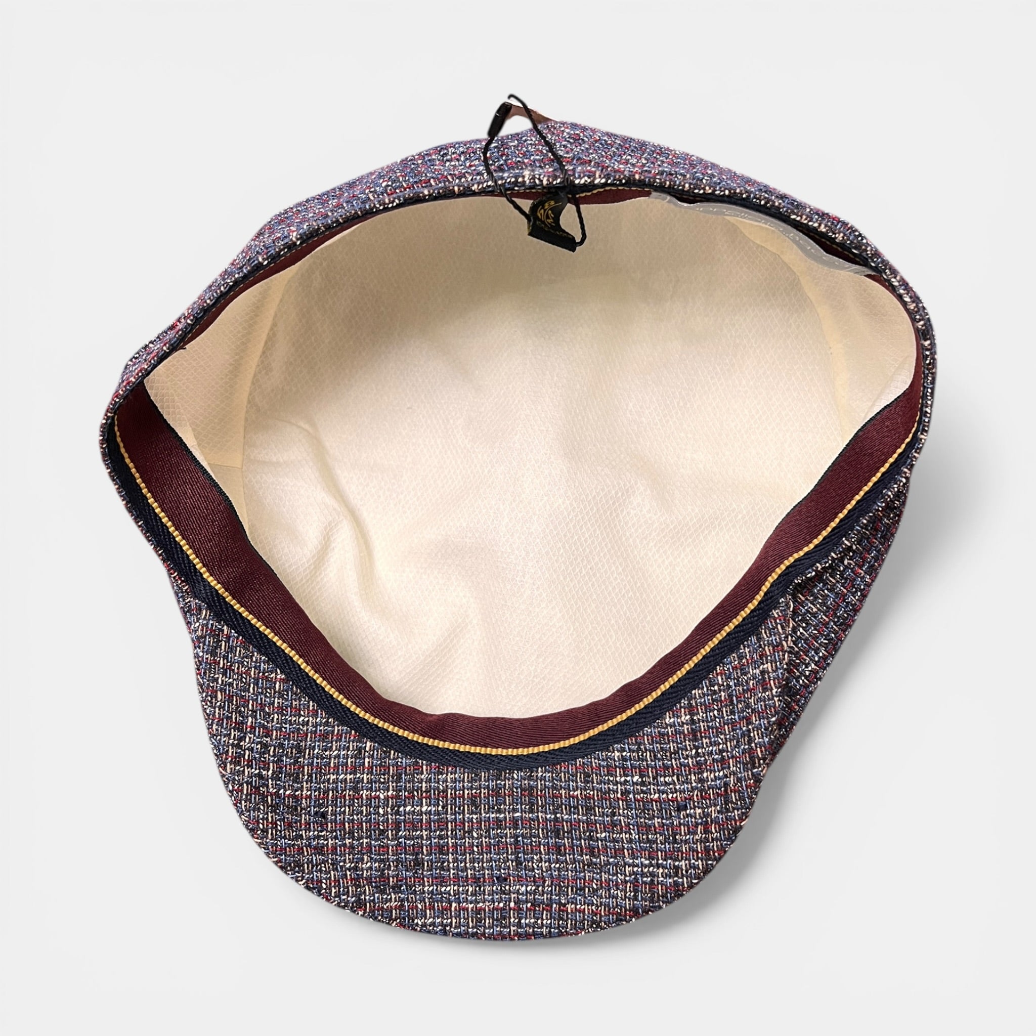 Coppola Irlandese Estiva In Cotone E lino Effetto Tweed Blu e Rosso - Cappelleria Bacca