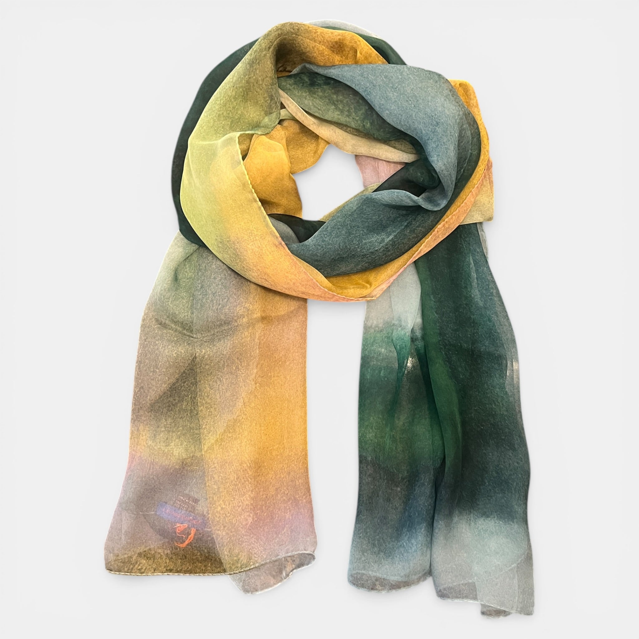 Sciarpa Leggera Estiva In Mussola di Pura Seta Di Gelso Multicolor Sfumato 80x200 cm - Cappelleria Bacca