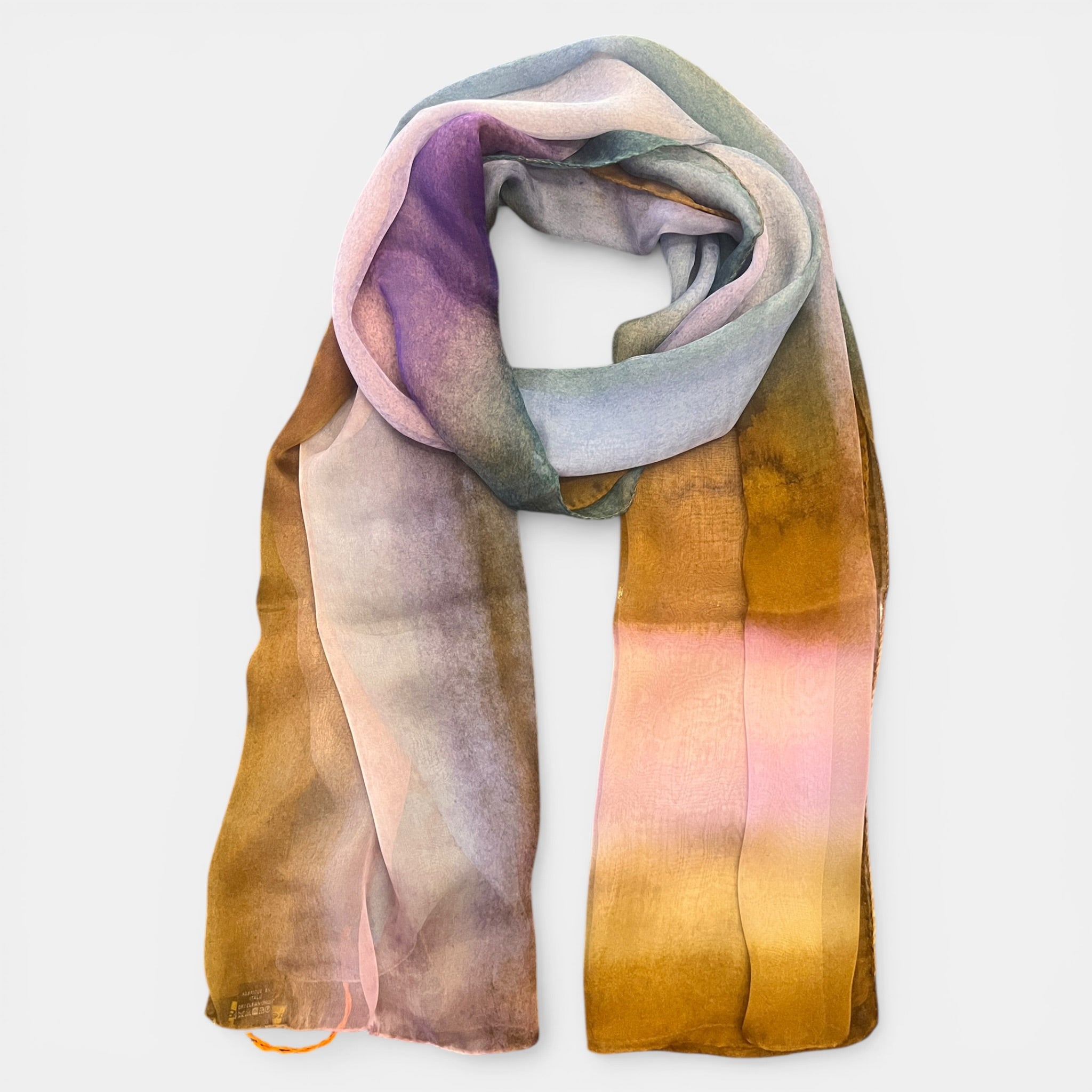 Sciarpa Leggera Estiva In Mussola di Pura Seta Di Gelso Multicolor Sfumato 80x200 cm - Cappelleria Bacca