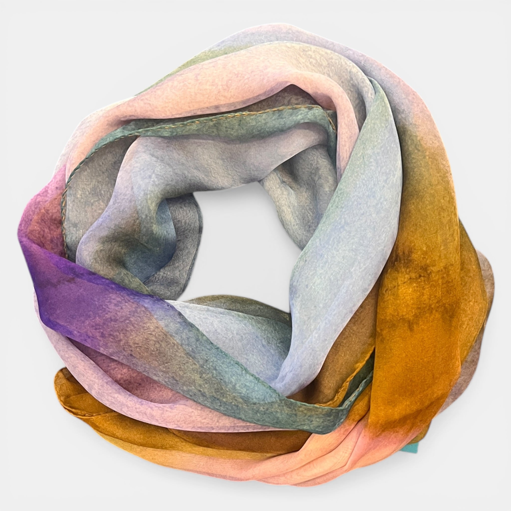 Sciarpa Leggera Estiva In Mussola di Pura Seta Di Gelso Multicolor Sfumato 80x200 cm