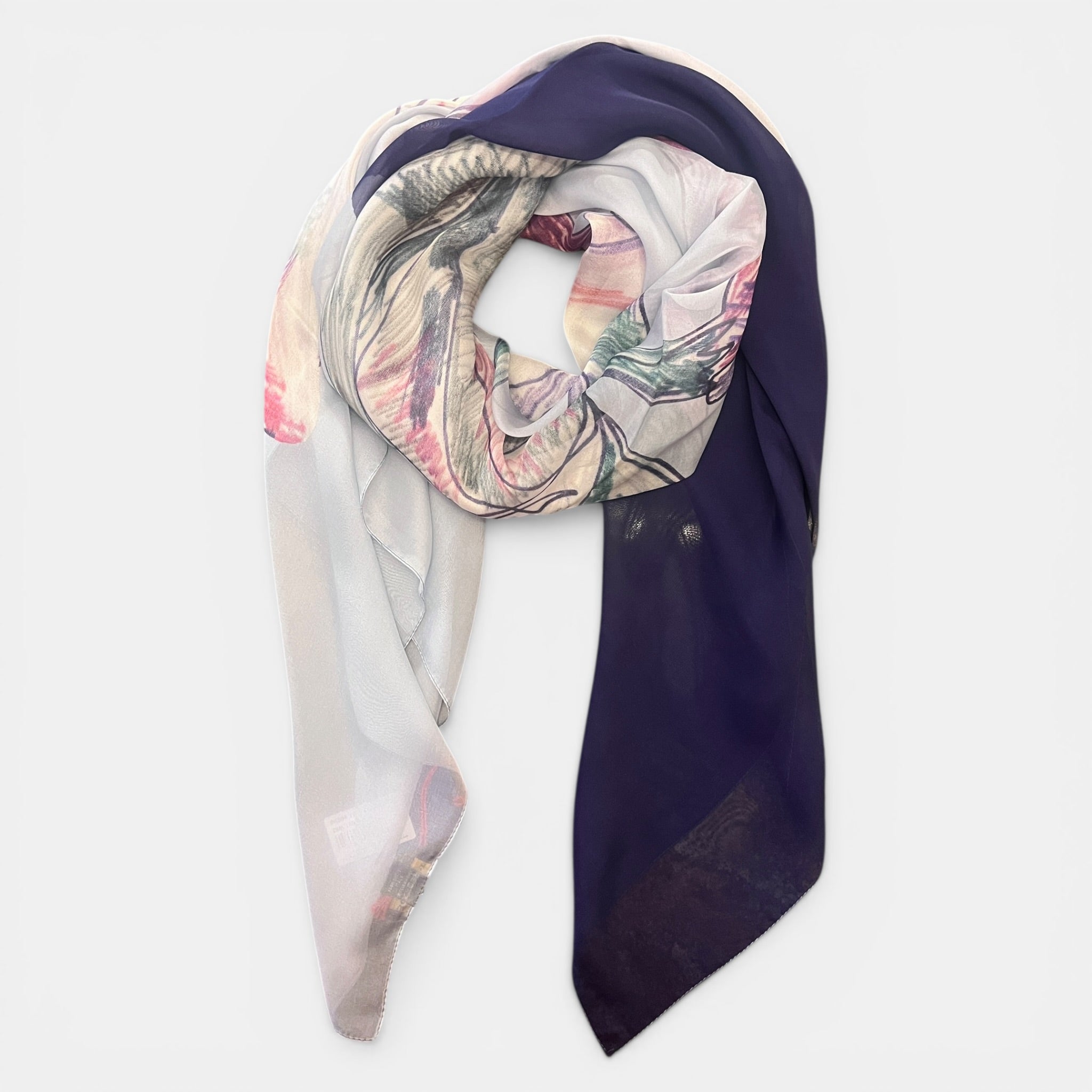 Scialle Foulard Leggero 140x140 cm In Mussola Di Pura Seta Di Gelso - Cappelleria Bacca