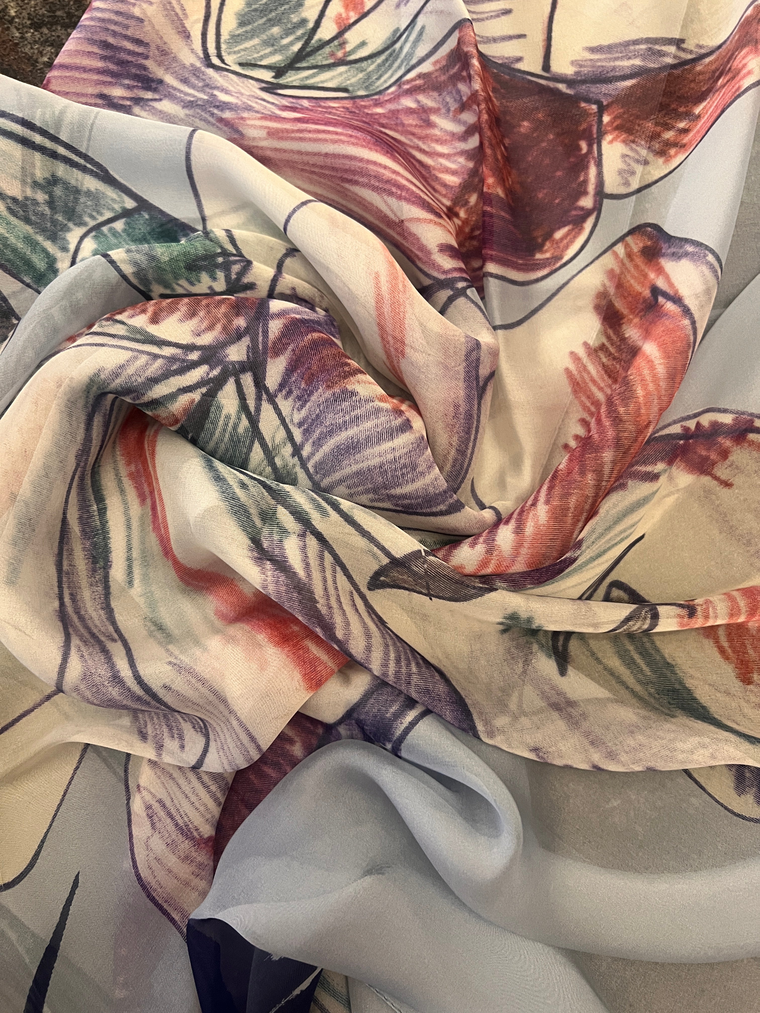 Scialle Foulard Leggero 140x140 cm In Mussola Di Pura Seta Di Gelso - Cappelleria Bacca