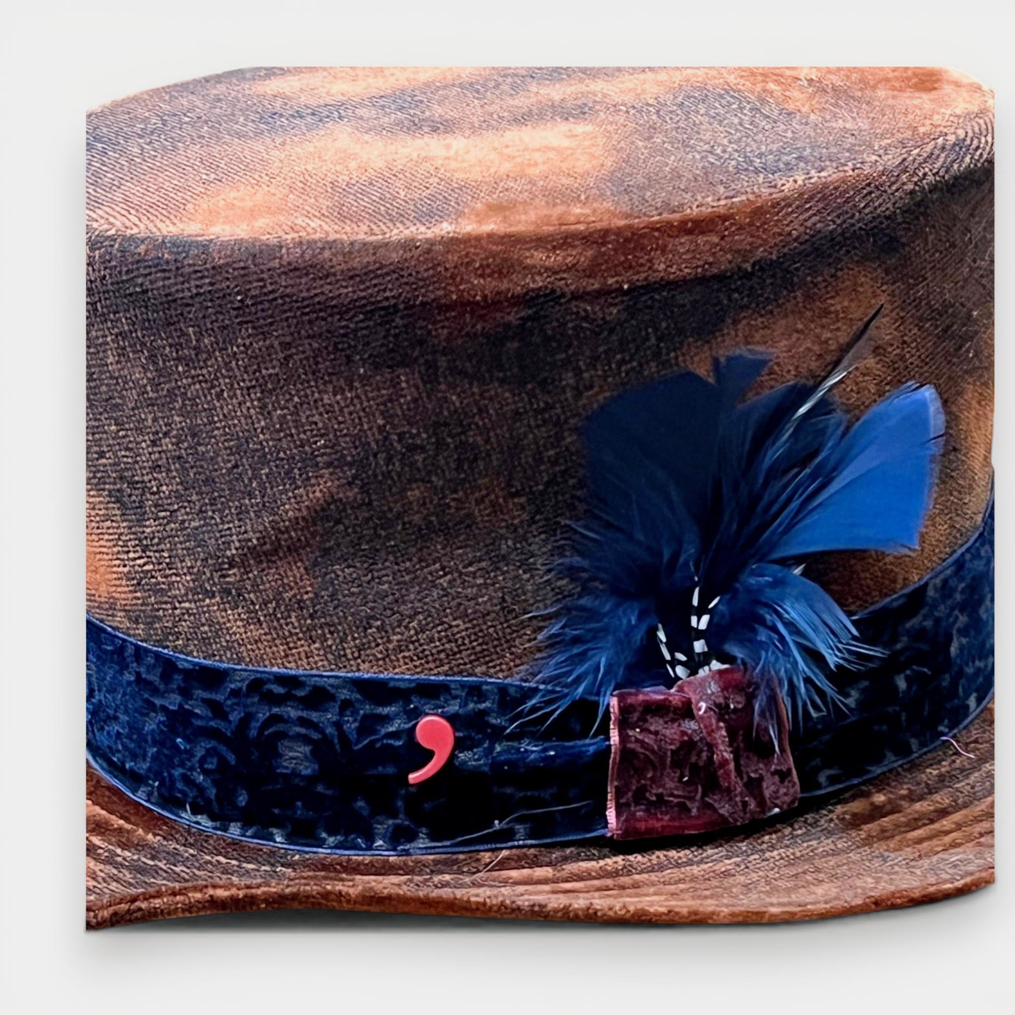 Cappello Cilindro Unisex in Velluto effetto Vintage Ruggine Alfonso D'Este