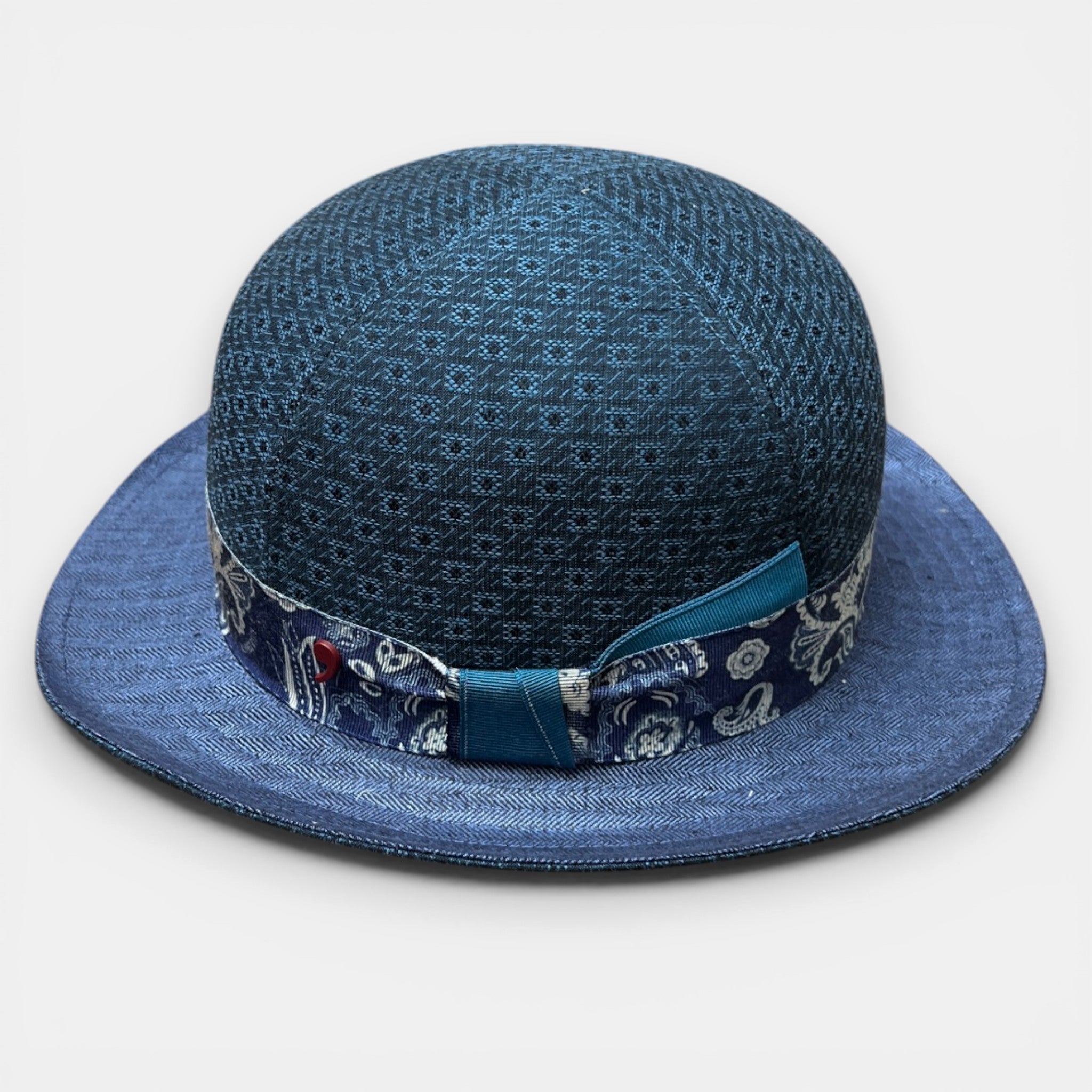 Bombetta Estiva in Tessuto Fantasia Azzurro Alfonso D'Este - Cappelleria Bacca