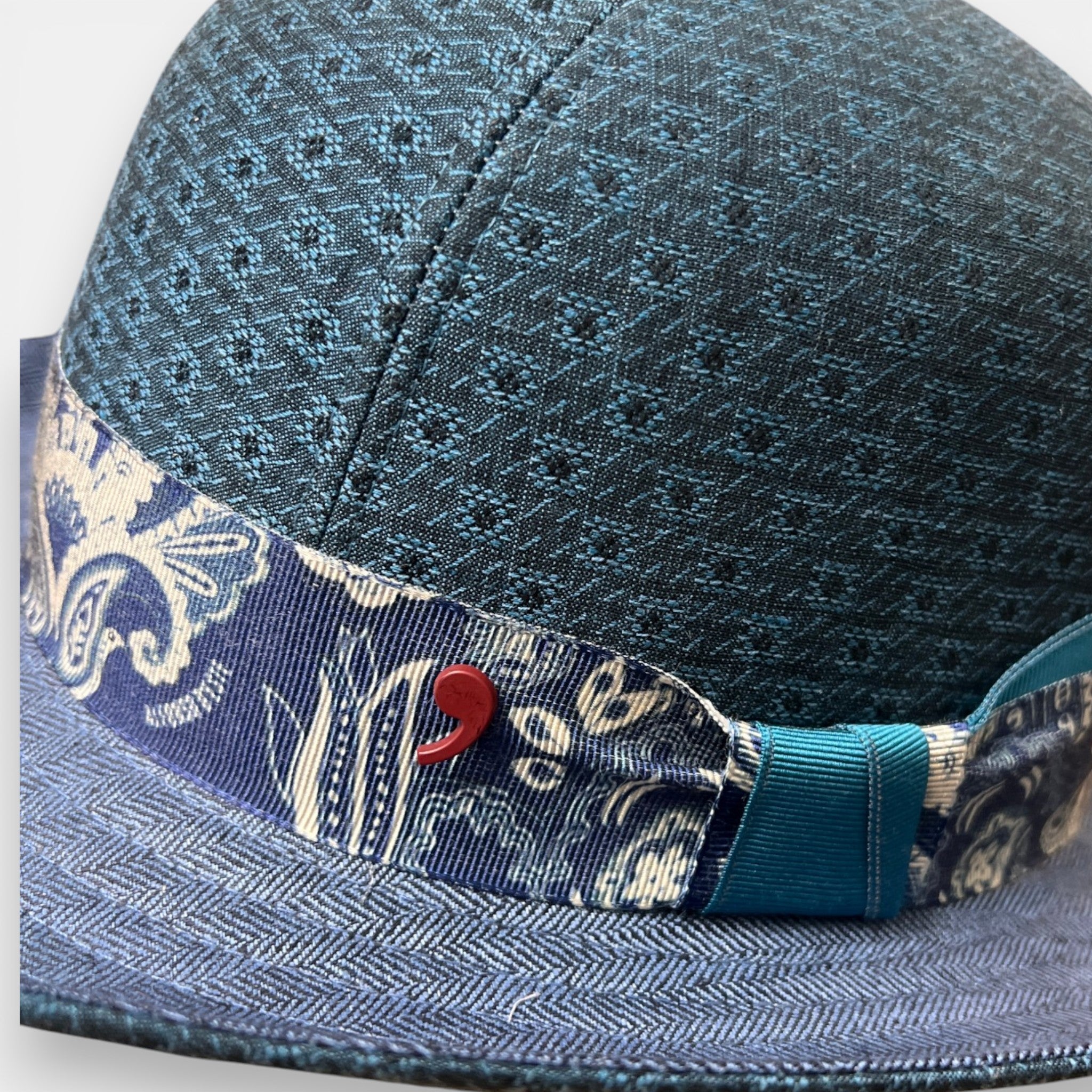 Bombetta Estiva in Tessuto Fantasia Azzurro Alfonso D'Este