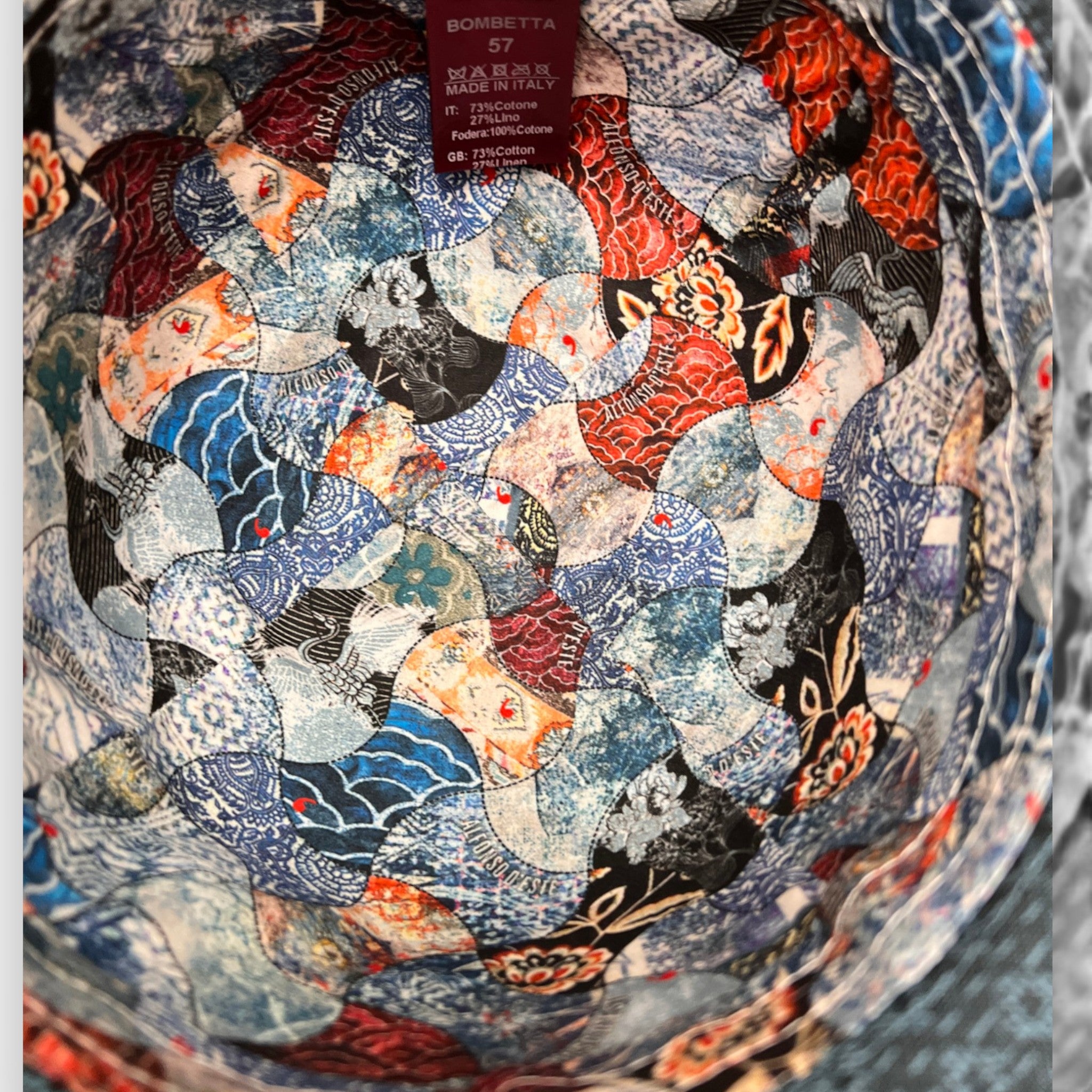 Bombetta Estiva in Tessuto Fantasia Azzurro Alfonso D'Este - Cappelleria Bacca