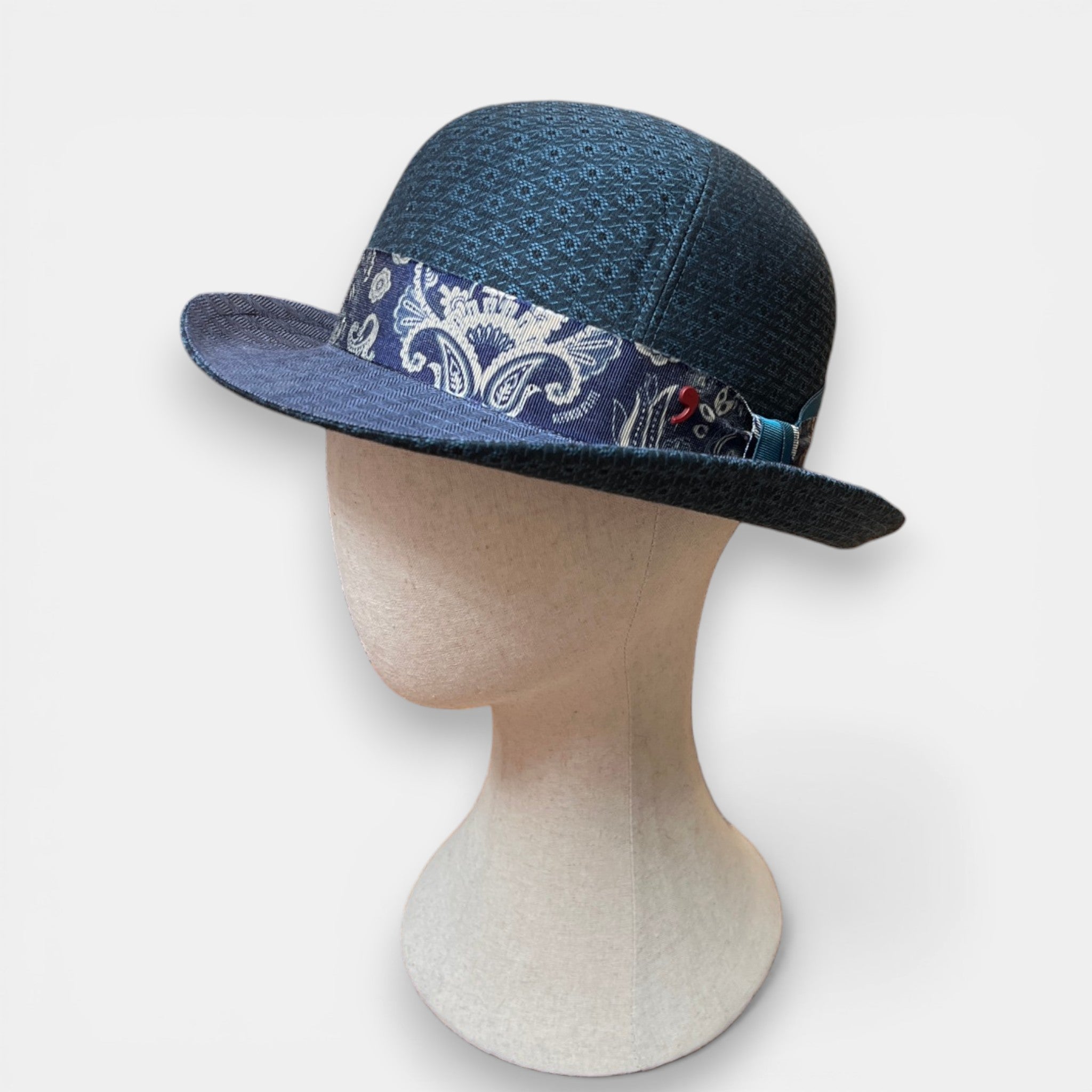 Bombetta Estiva in Tessuto Fantasia Azzurro Alfonso D'Este