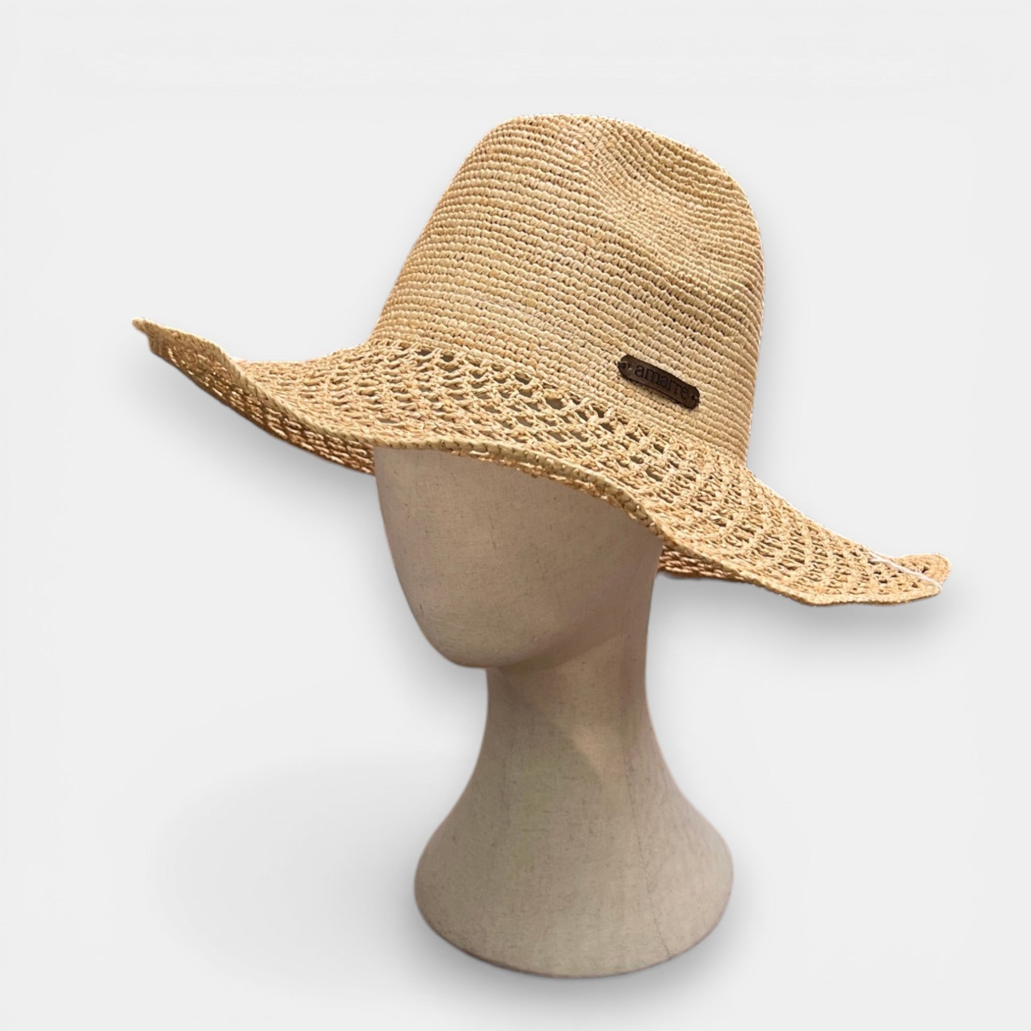 Cappello a Tesa Larga Estivo in Raffia Crochet