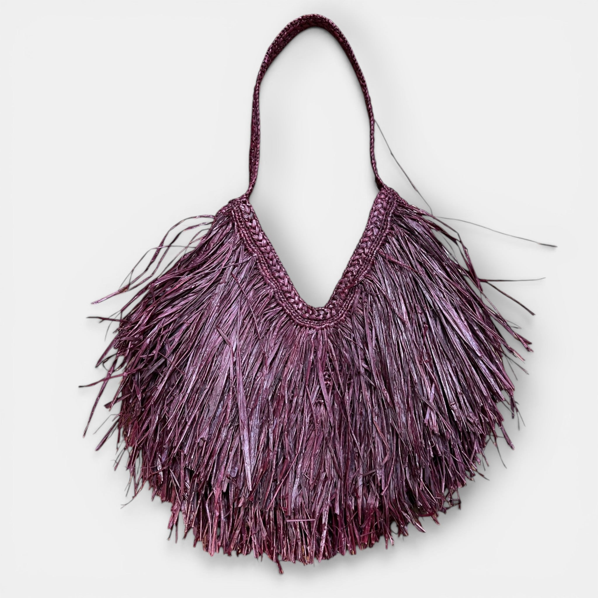 Borsa in Raffia Crochet con Frange