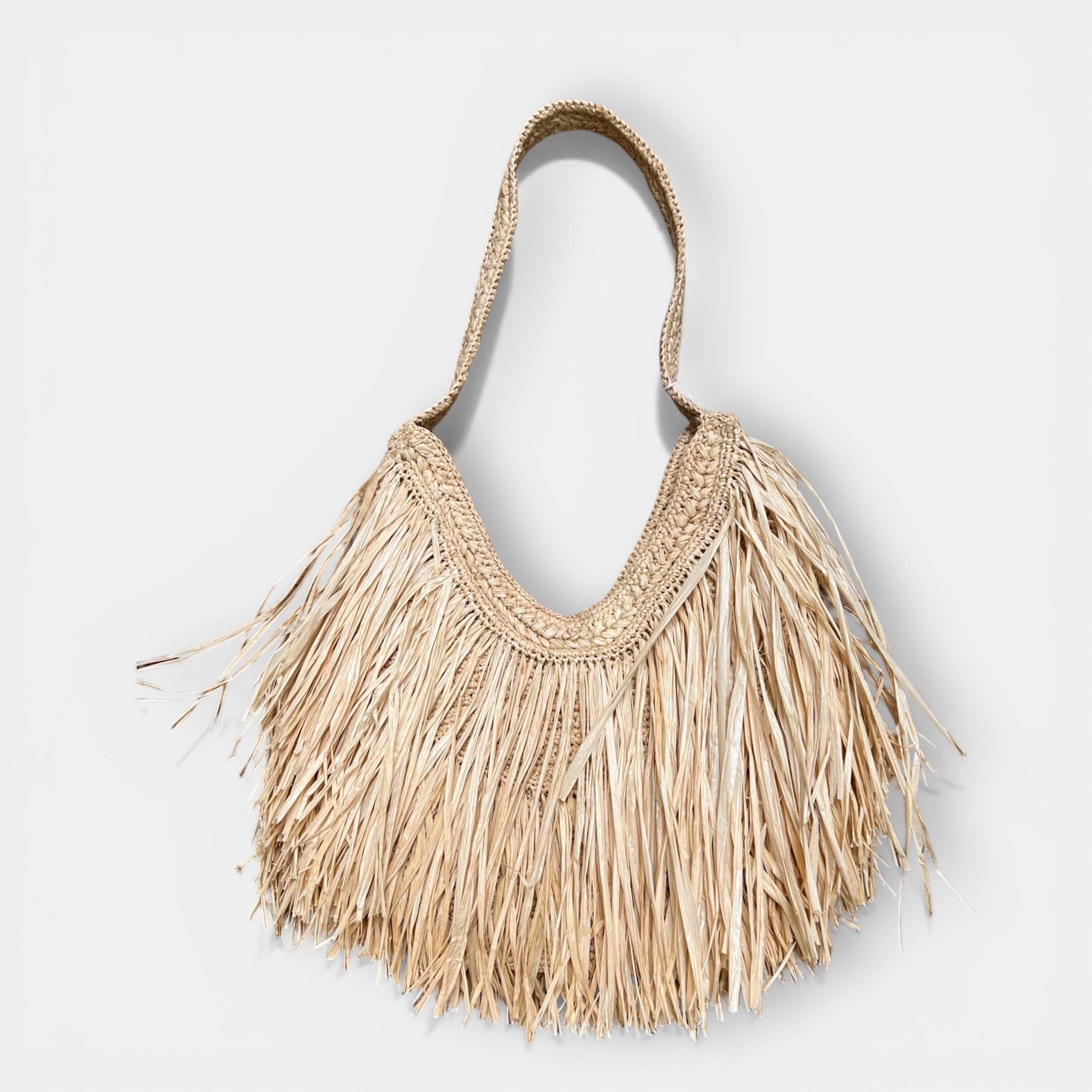 Borsa in Raffia Crochet con Frange