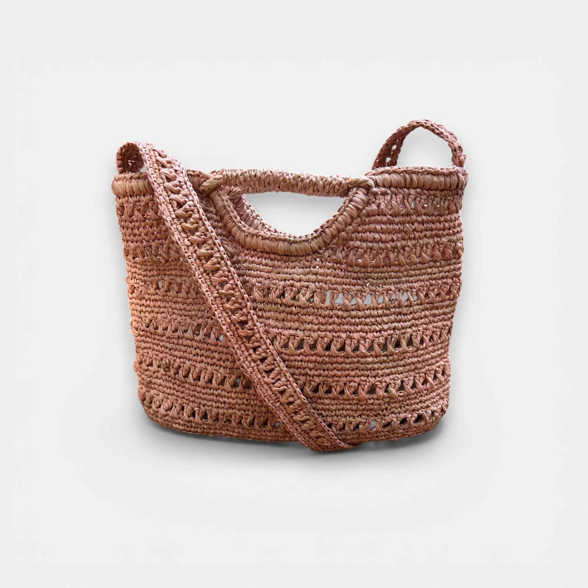 Borsetta in Raffia Crochet con Tracolla