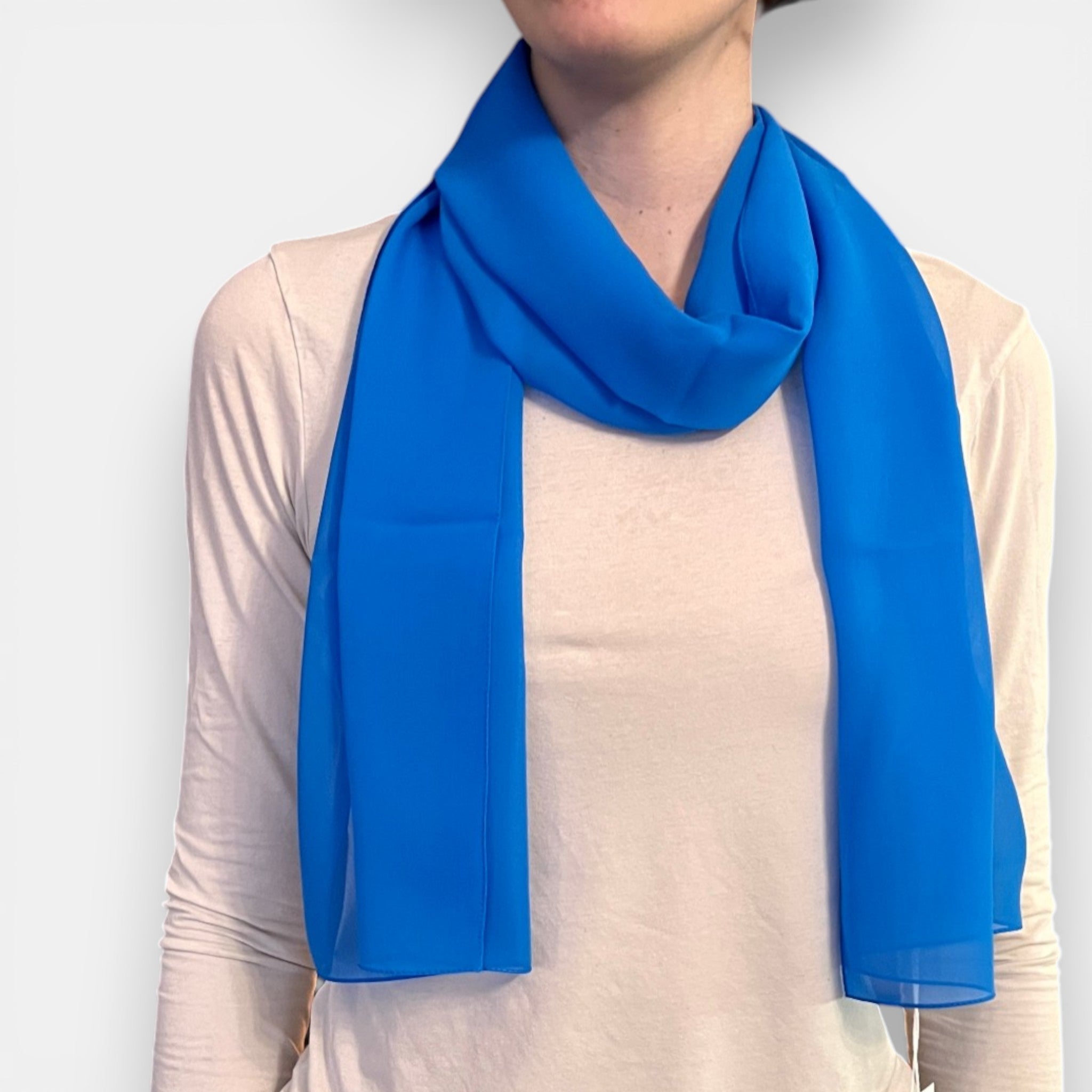 Sciarpa in Pura Seta Georgette Tinta Unita 35x160 cm - Cappelleria Bacca