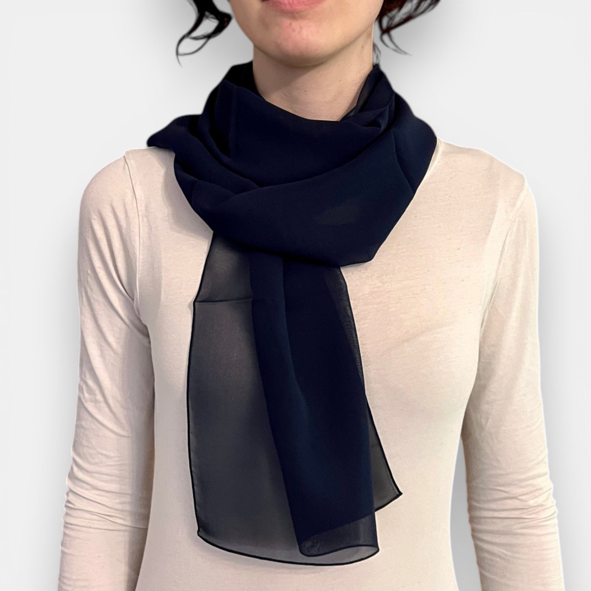 Sciarpa in Pura Seta Georgette Tinta Unita 35x160 cm - Cappelleria Bacca