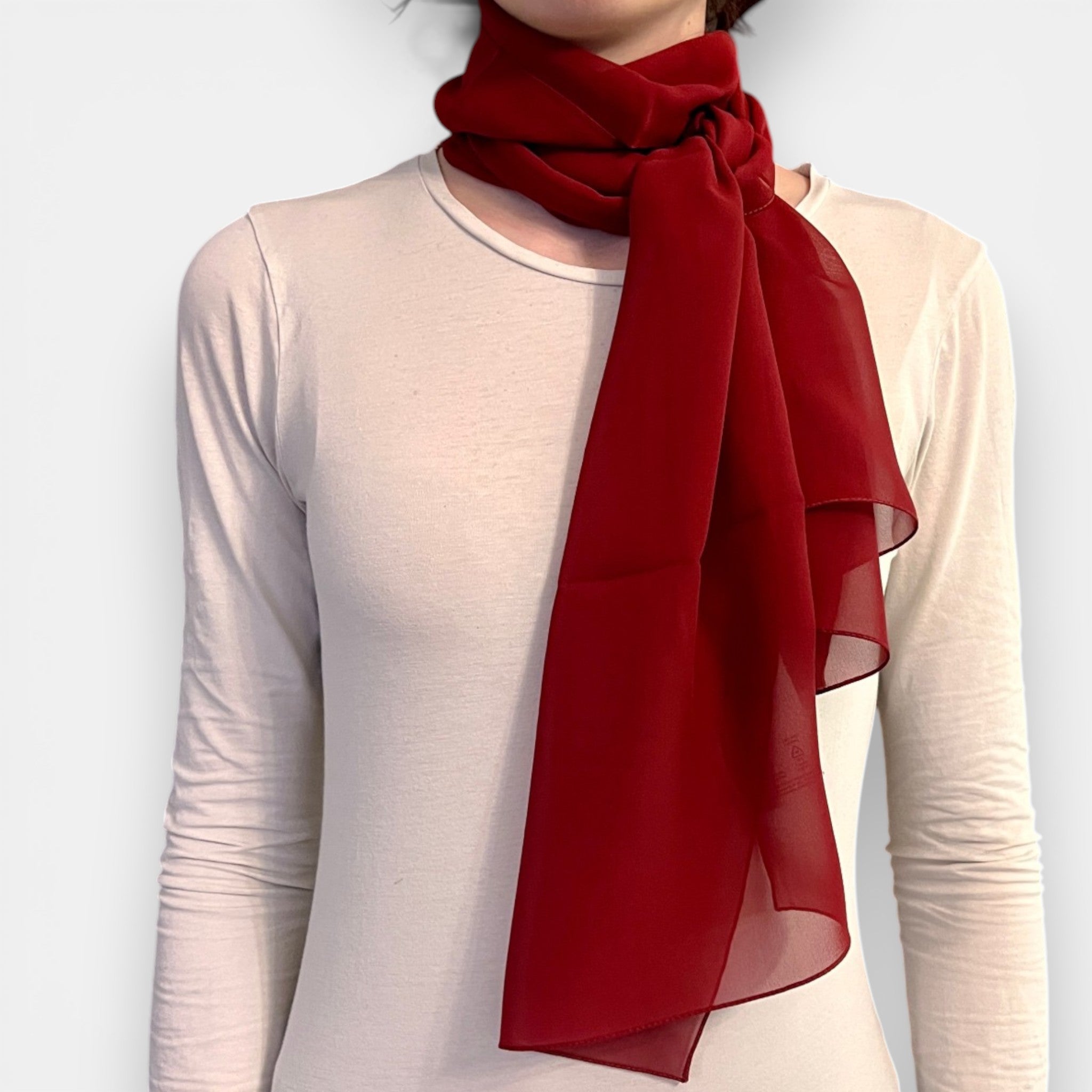 Sciarpa in Pura Seta Georgette Tinta Unita 35x160 cm - Cappelleria Bacca