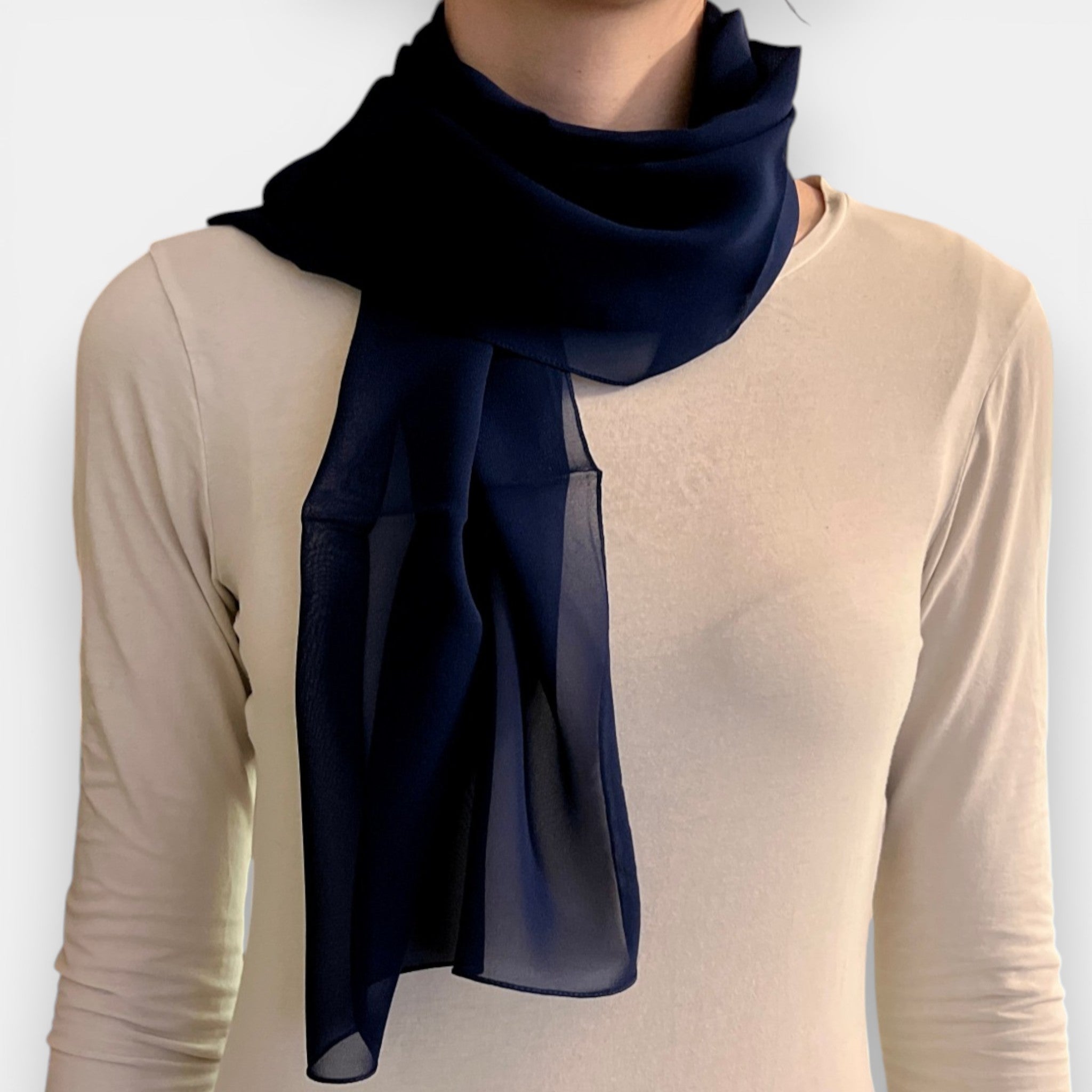 Sciarpa in Pura Seta Georgette Tinta Unita 35x160 cm - Cappelleria Bacca