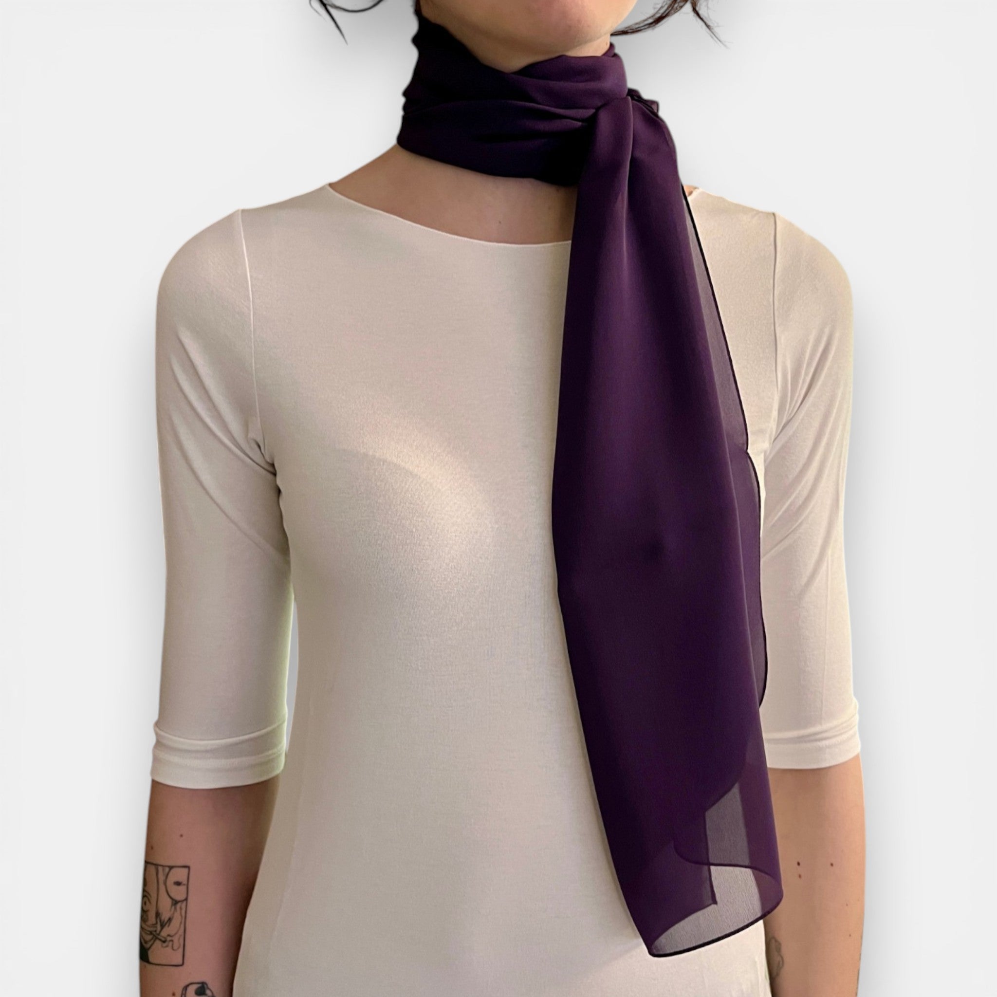 Sciarpa in Pura Seta Georgette Tinta Unita 35x160 cm - Cappelleria Bacca