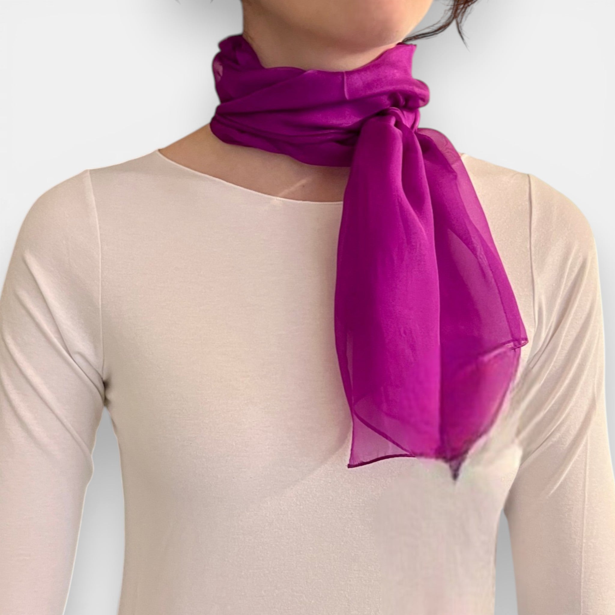 Sciarpa in Pura Seta Georgette Tinta Unita 35x160 cm