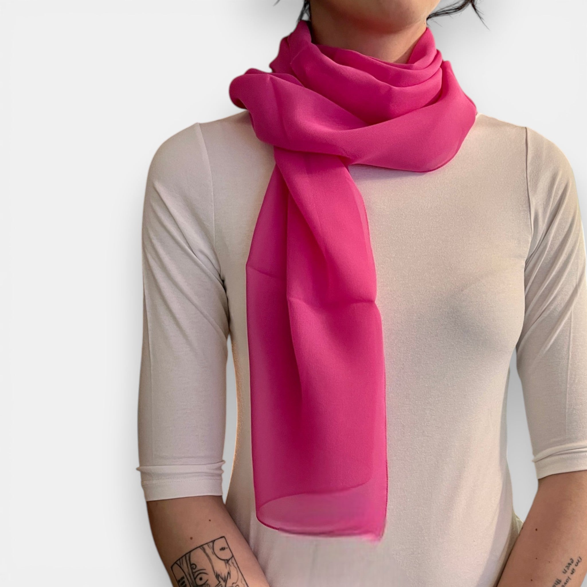 Sciarpa in Pura Seta Georgette Tinta Unita 35x160 cm - Cappelleria Bacca