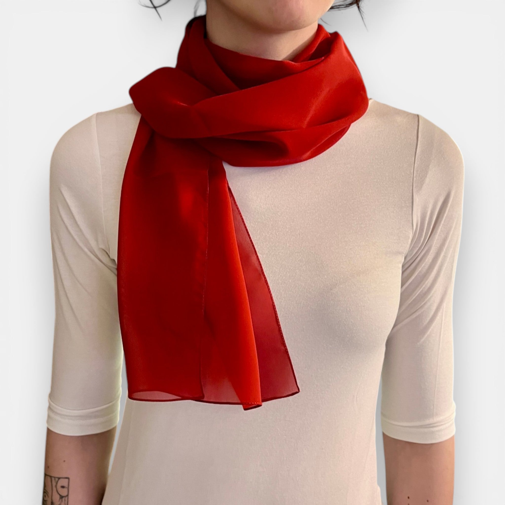 Sciarpa in Pura Seta Georgette Tinta Unita 35x160 cm - Cappelleria Bacca