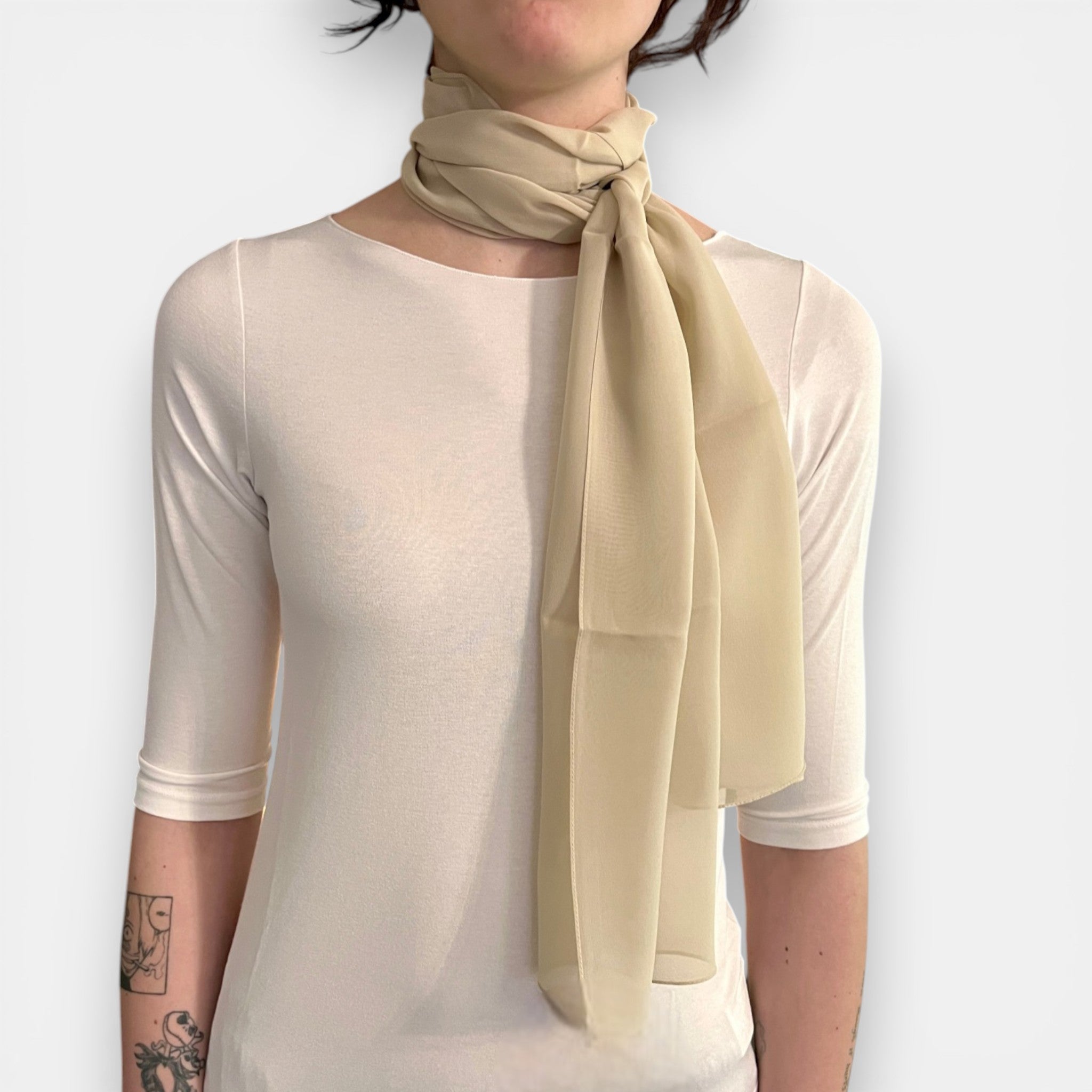 Sciarpa in Pura Seta Georgette Tinta Unita 35x160 cm - Cappelleria Bacca