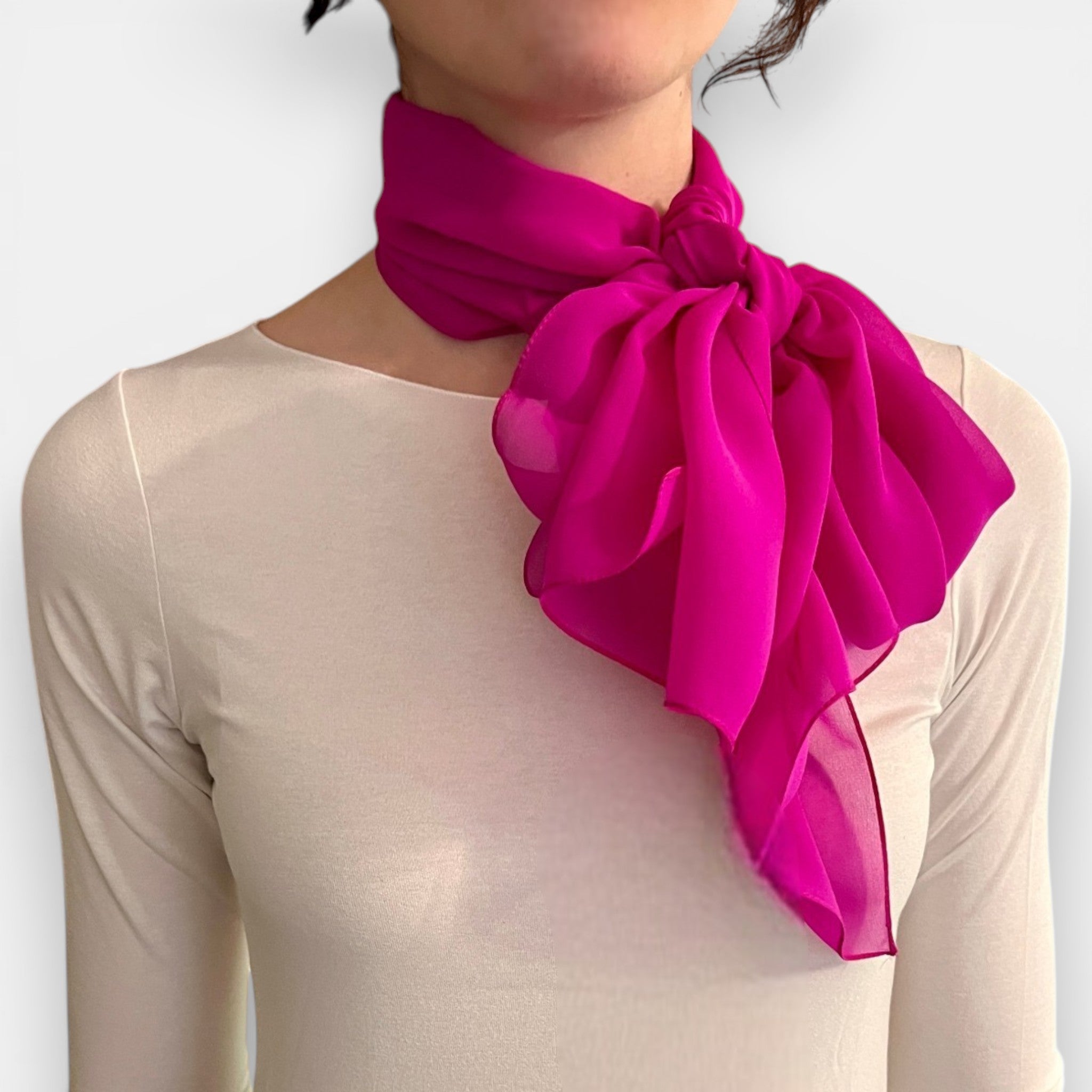 Sciarpa in Pura Seta Georgette Tinta Unita 35x160 cm - Cappelleria Bacca