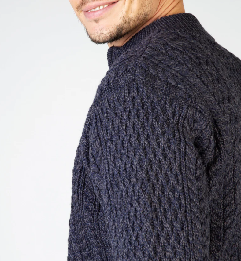 Maglione Unisex Girocollo Aran Honeycomb Pura Lana