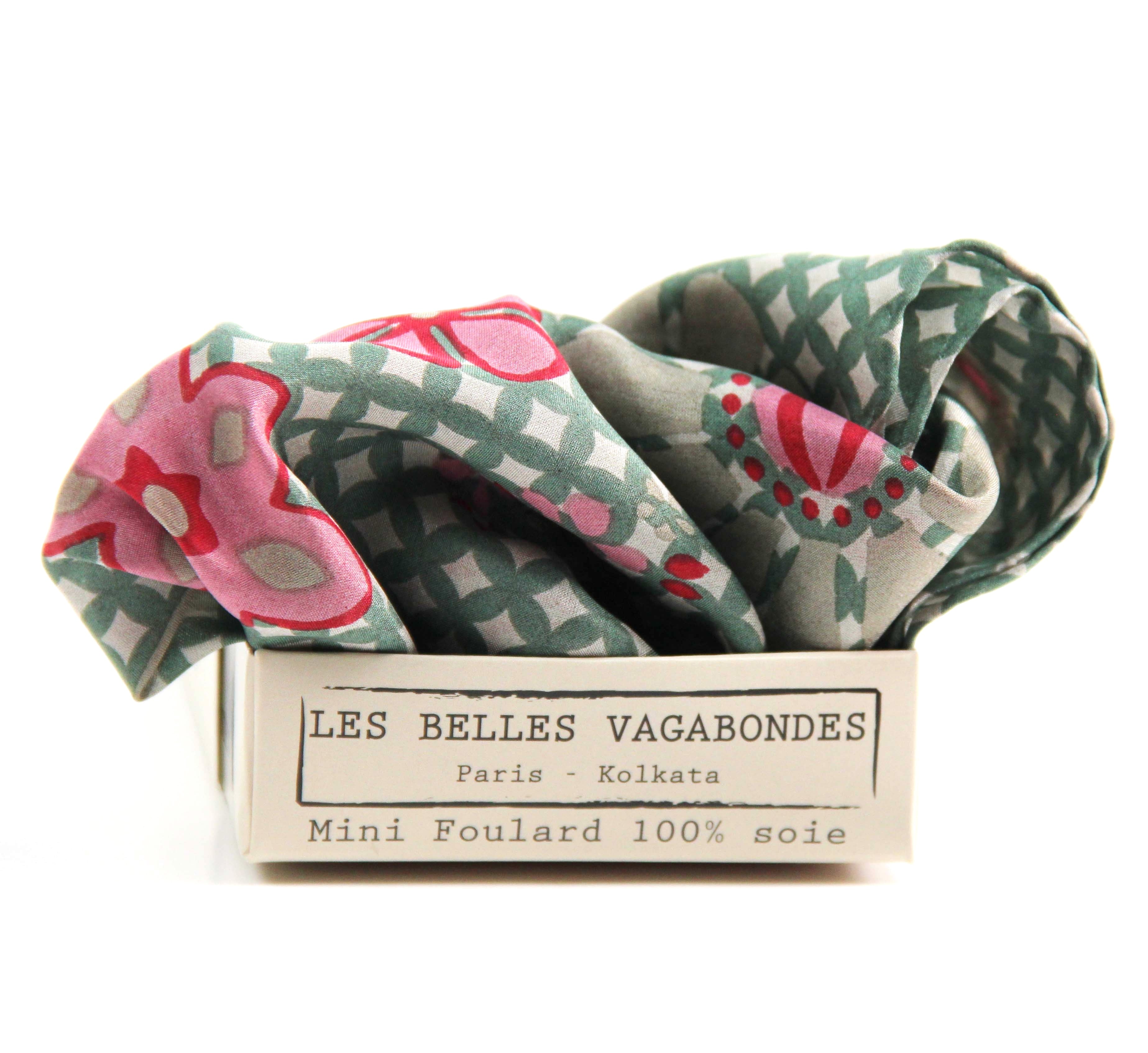 Foulard In Pura Seta 50 x 50 cm "Shippo" In Scatola Vintage